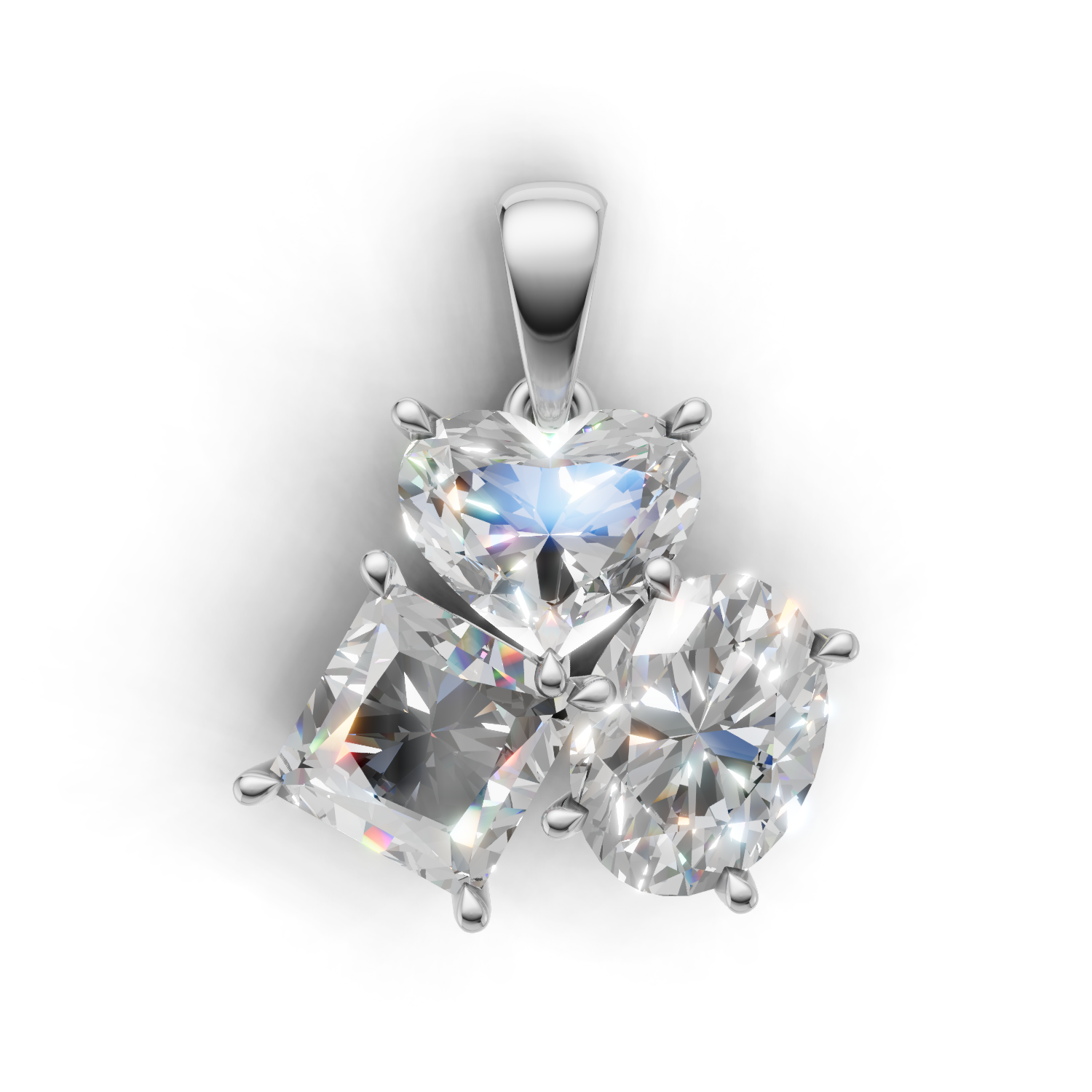 Cluster Pendant Normal K18 White Gold 1.5ct