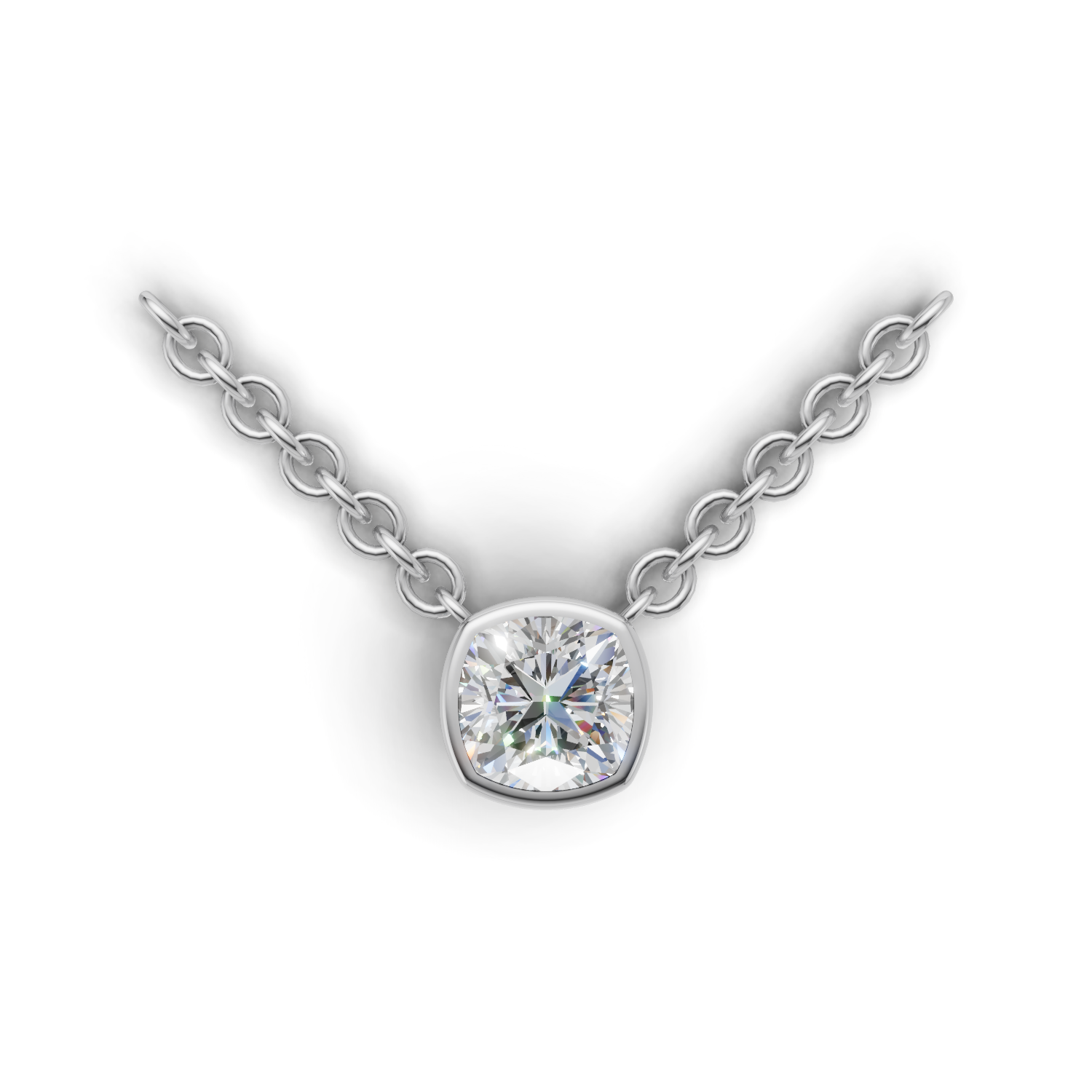 Pendant Cushion Bezel 18k White Gold 1ct