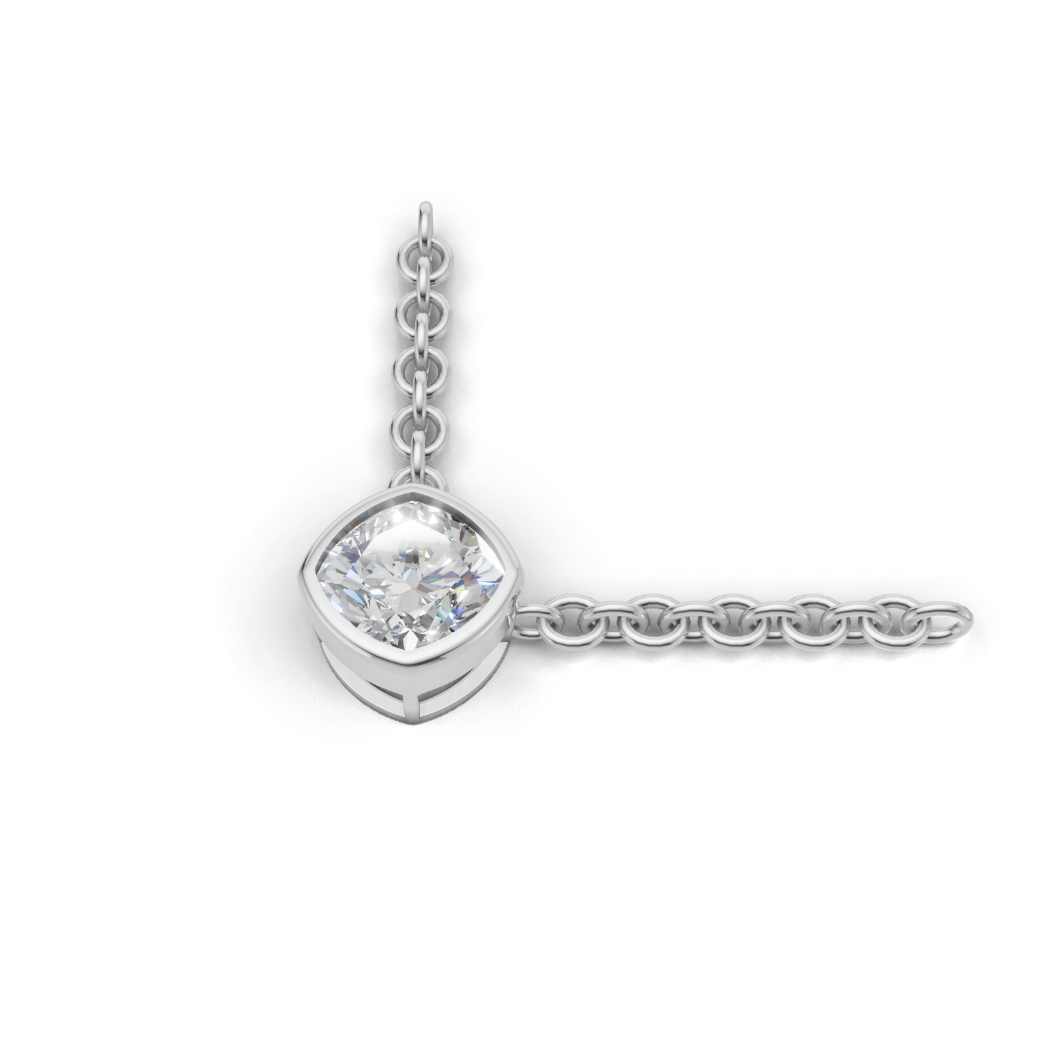 Pendant Cushion Bezel 18k White Gold 1ct