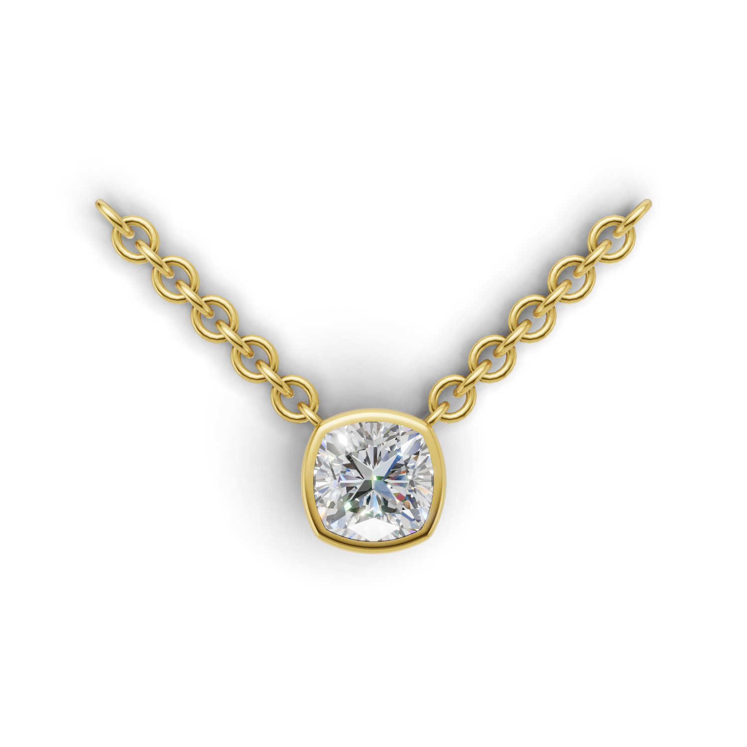 Pendant Cushion Bezel 18k Yellow Gold 1ct