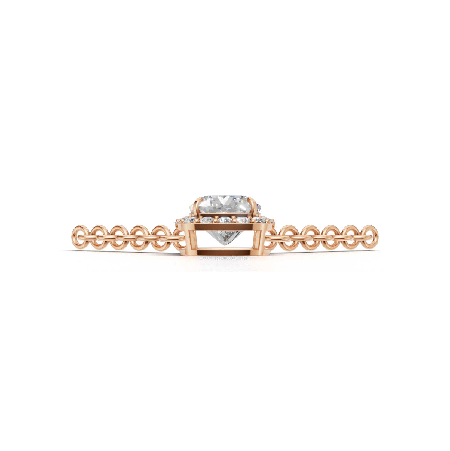 Pendant Cushion Halo K18 Pink Gold 1ct