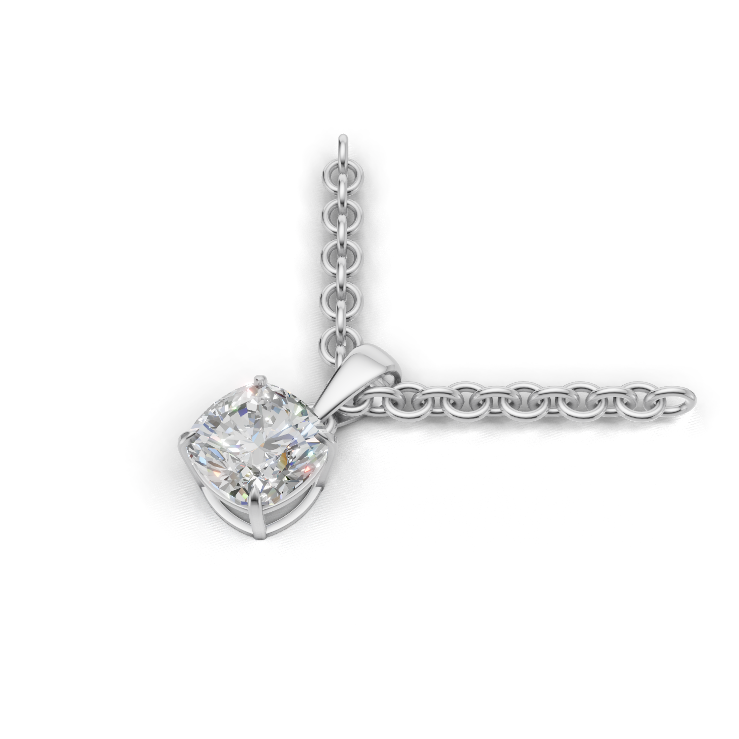 Pendant Cushion Solitaire K18 White Gold 1ct