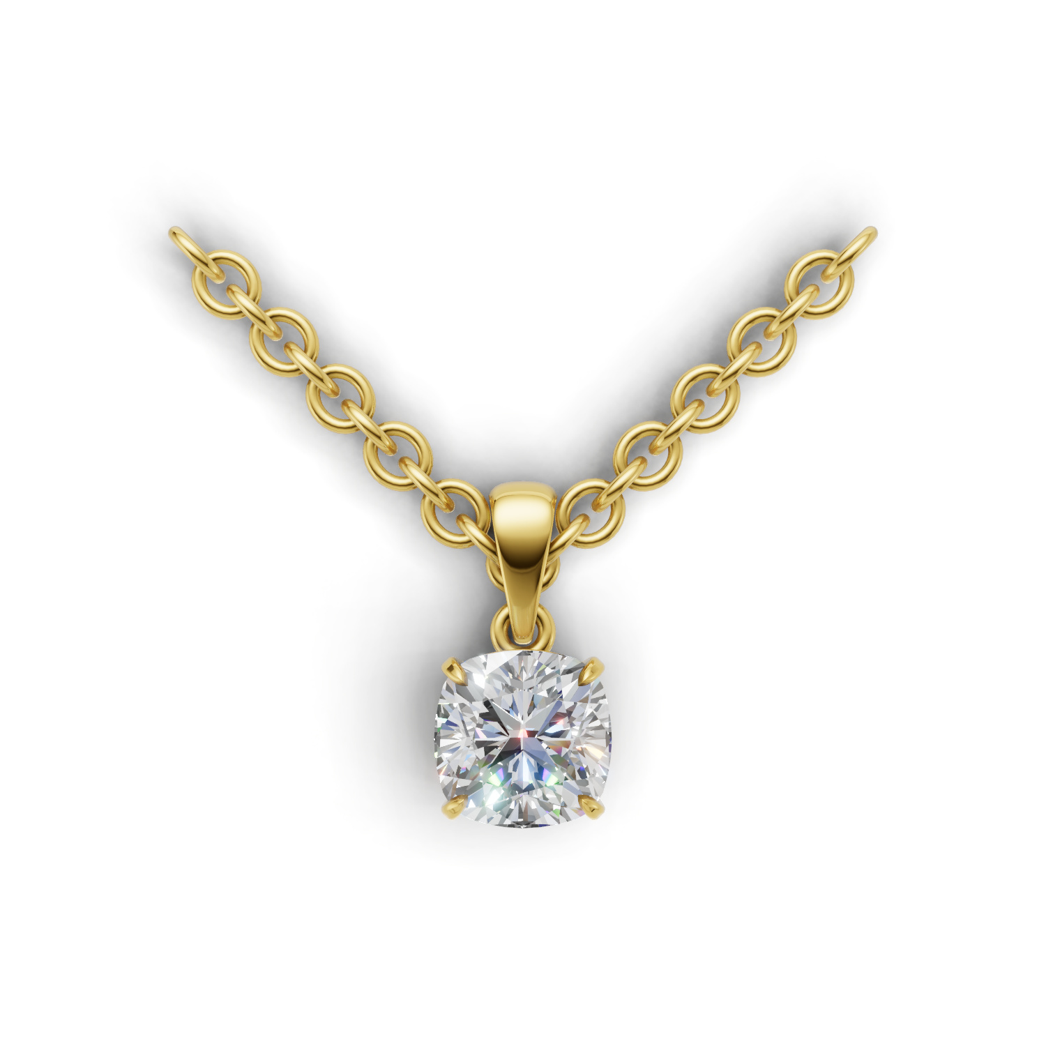 Pendant Cushion Solitaire K18 Yellow Gold 1ct