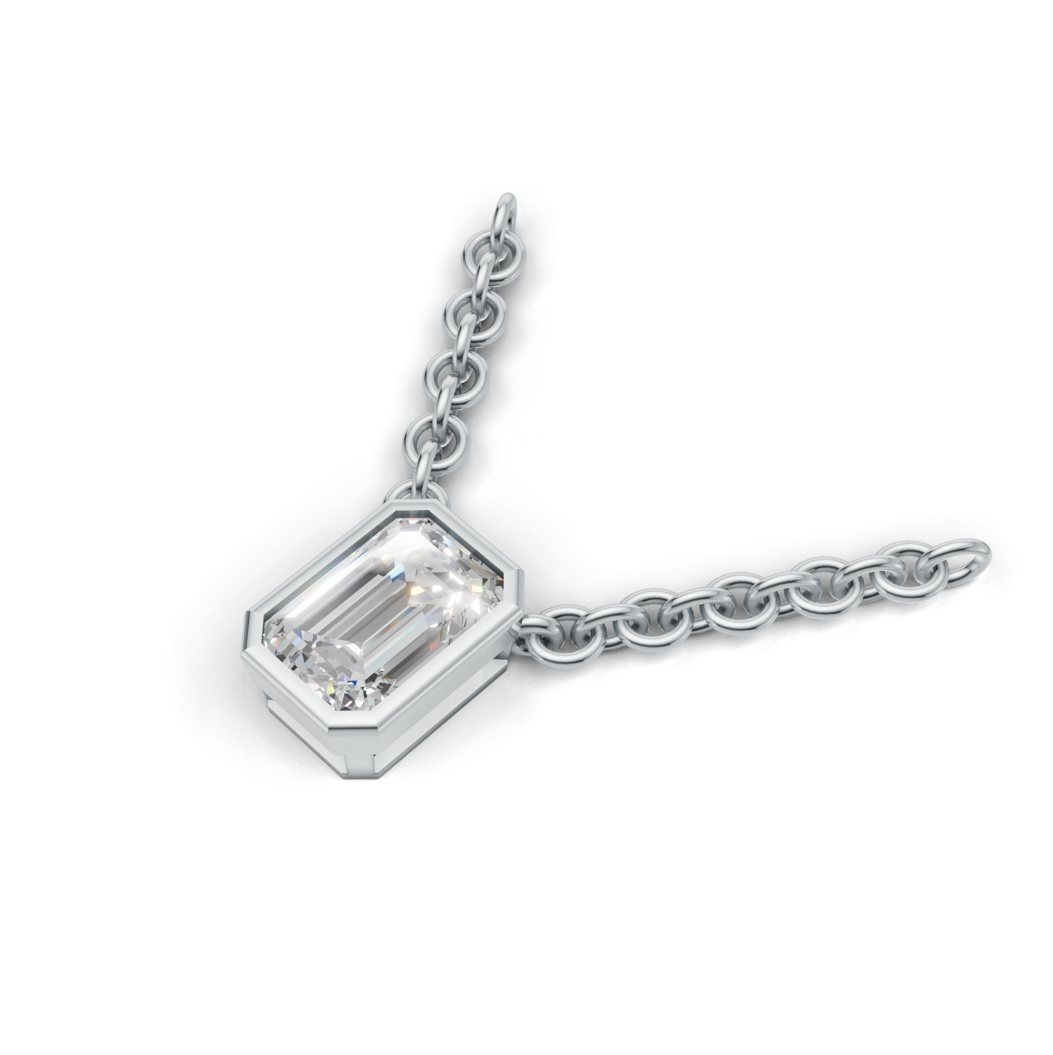 Pendant Emerald Bezel K14 White Gold 1ct
