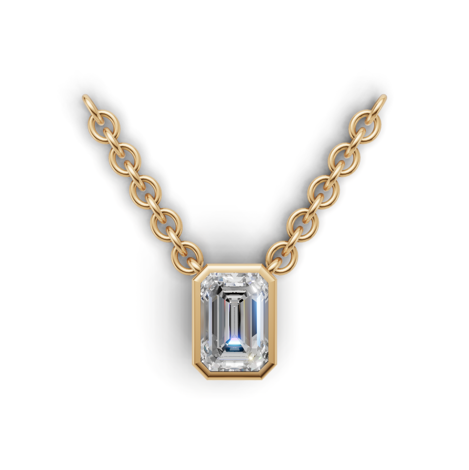 Pendant Emerald Bezel K14 Yellow Gold 1ct