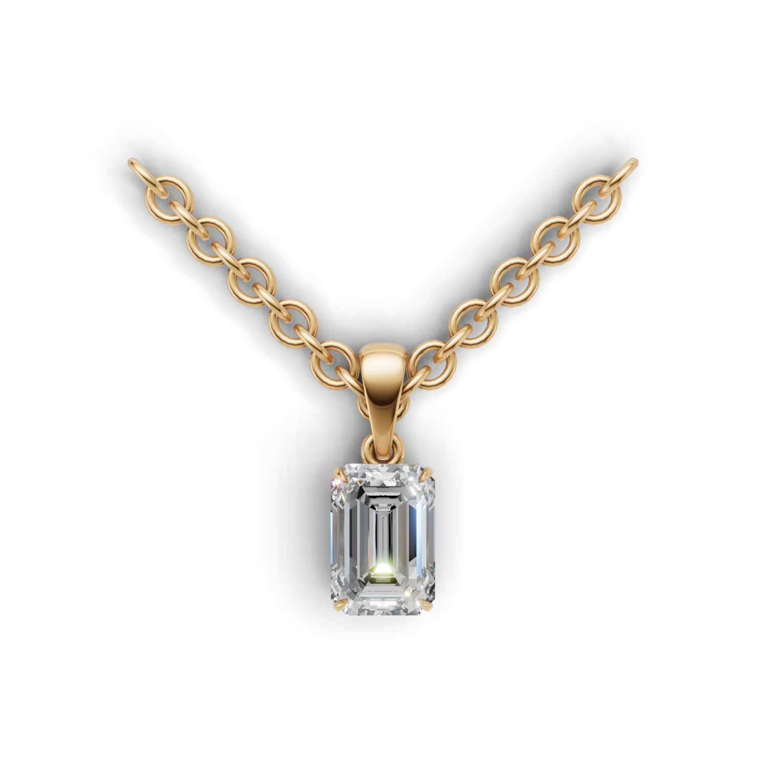 Pendant Emerald Solitaire K14 Yellow Gold 1ct