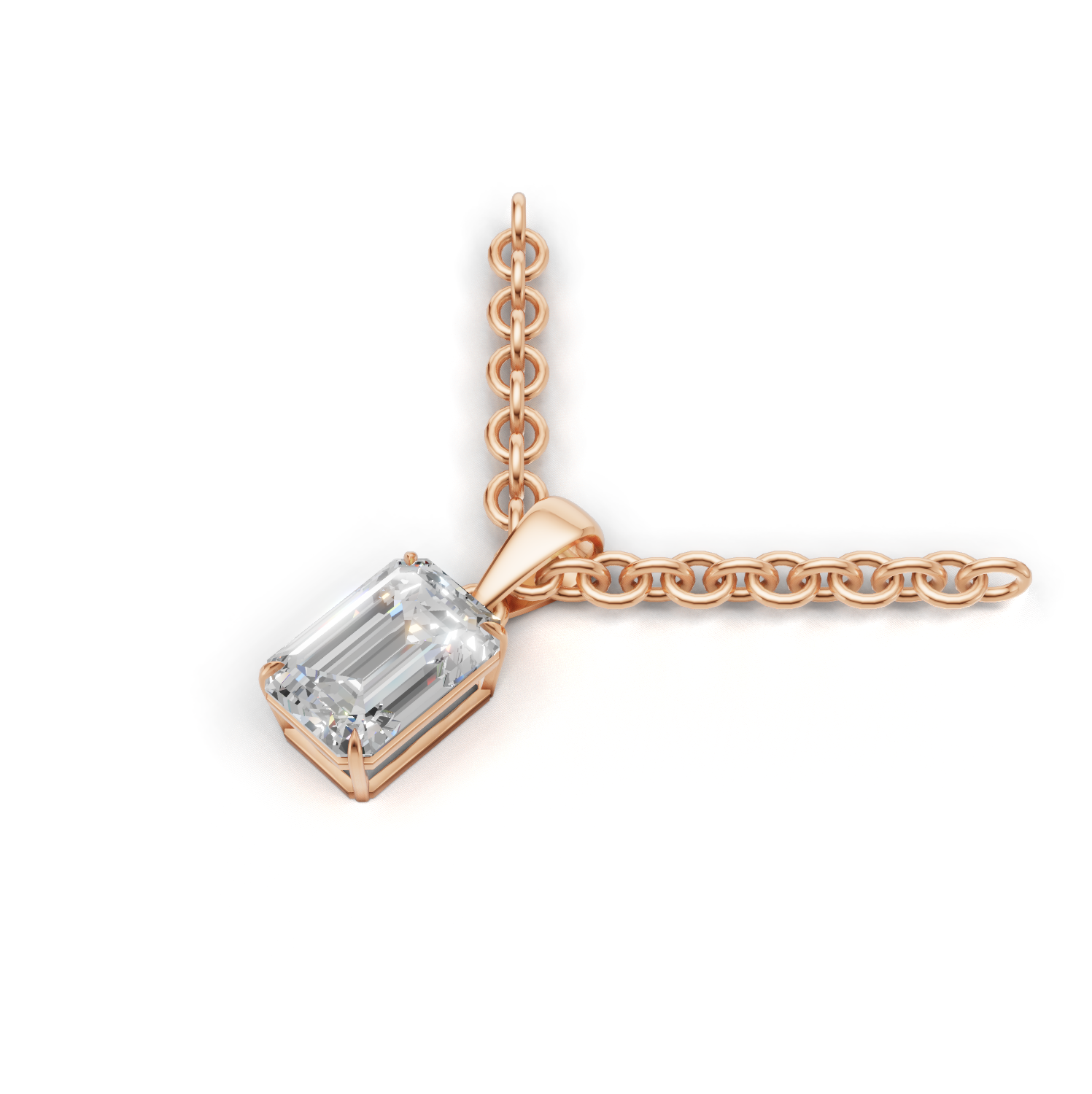 Pendant Emerald Solitaire K18 Pink Gold 1ct