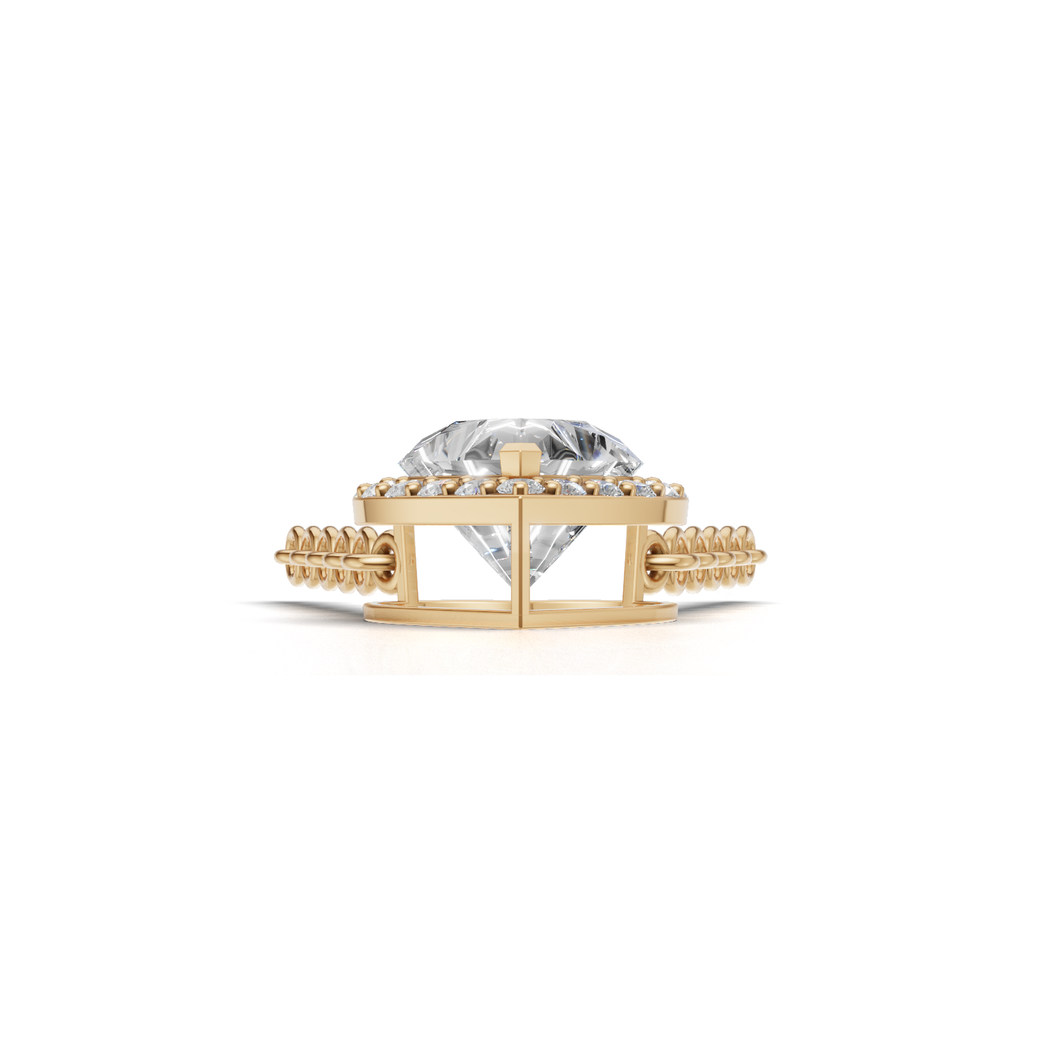 Pendant Heart Halo K14 Yellow Gold 1ct