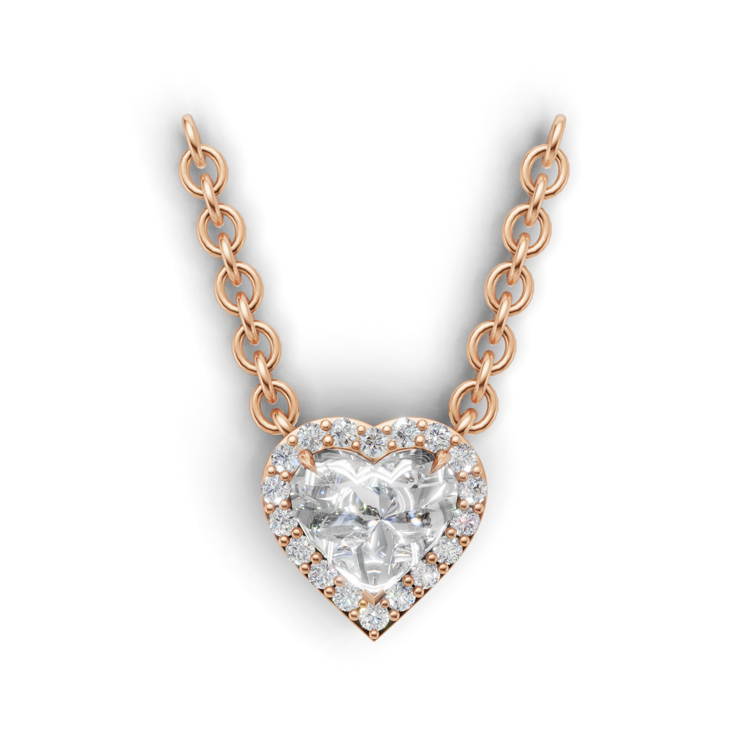 Pendant Heart Halo K18 Pink Gold 1ct