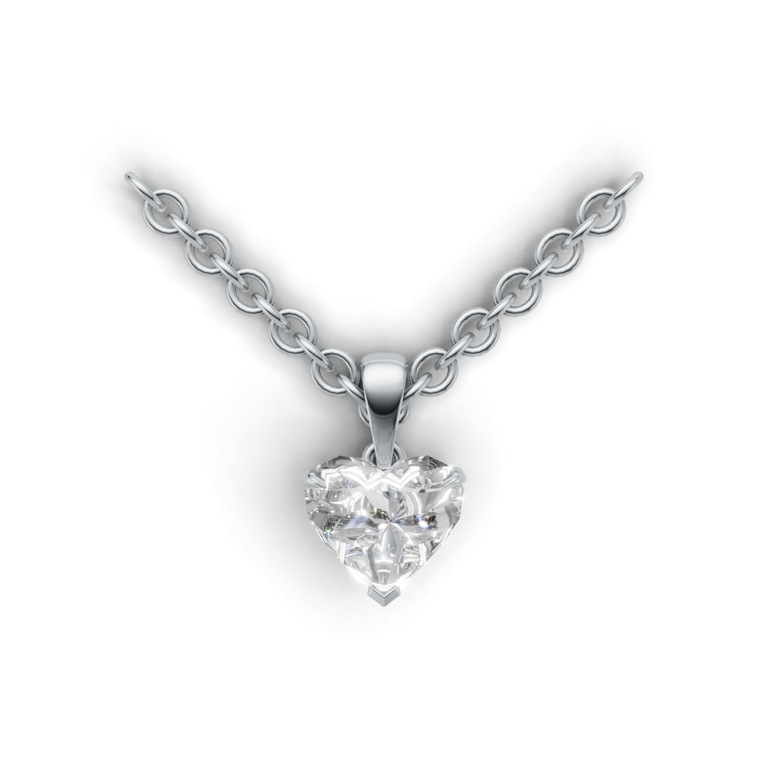 Pendant Heart Solitaire K14 White Gold 1ct