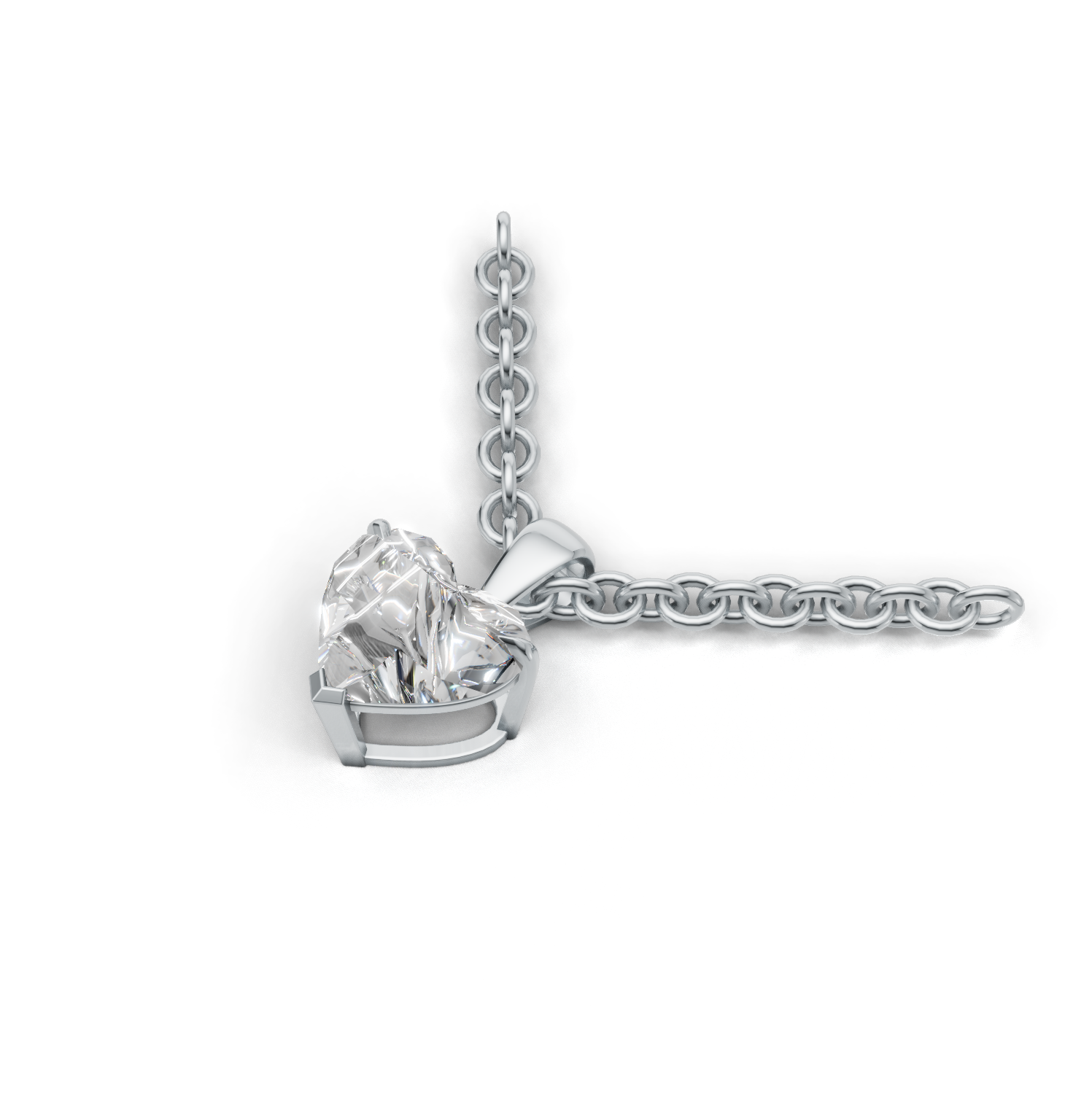 Pendant Heart Solitaire K14 White Gold 1ct