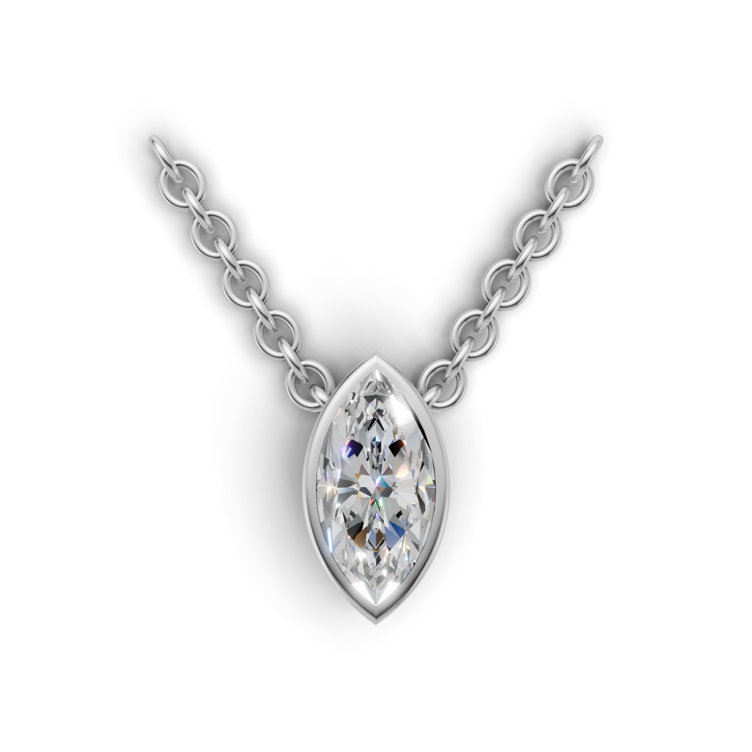 Pendant Marquise Bezel 18k White Gold 1ct