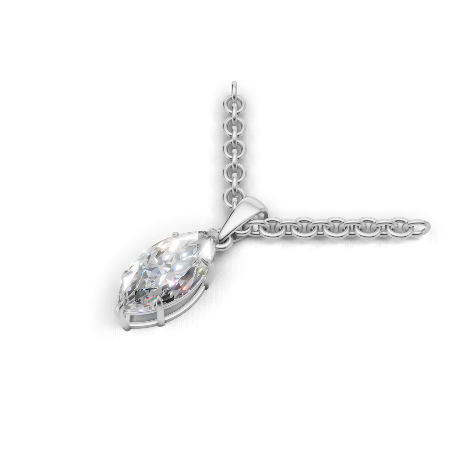 Pendant Marquise Solitaire 18k White Gold 1ct