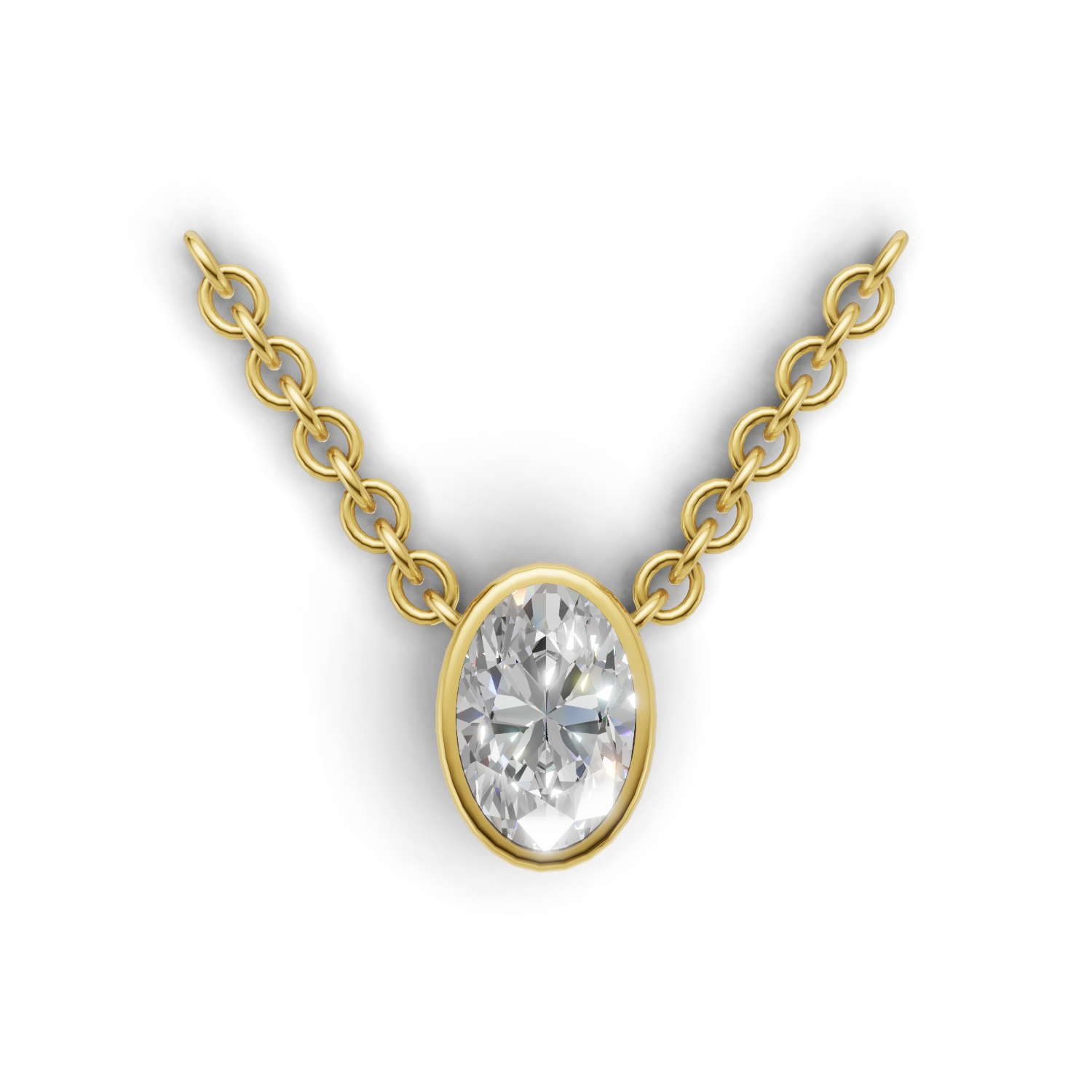 Pendant Oval Bezel 18k Yellow Gold 1ct