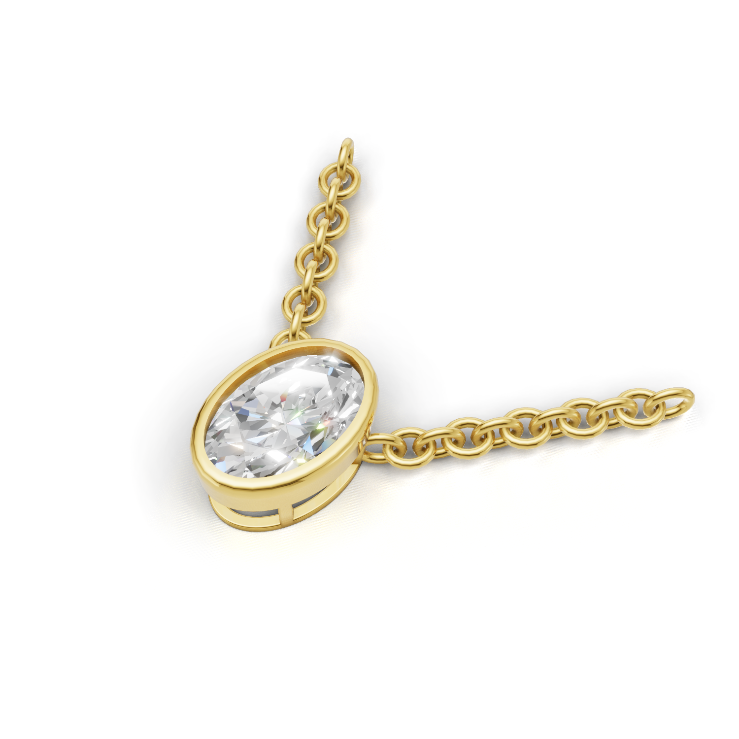 Pendant Oval Bezel 18k Yellow Gold 1ct
