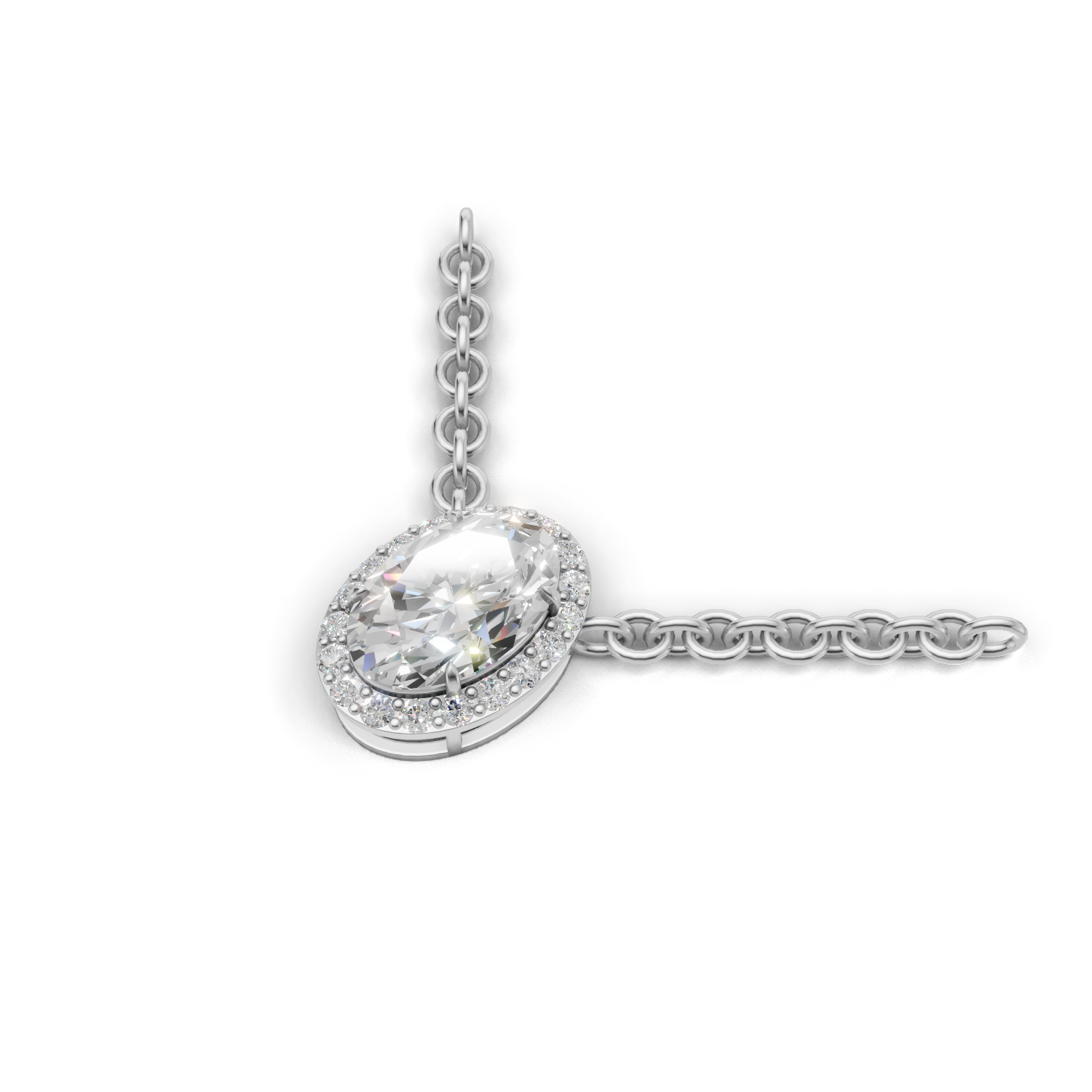 Pendant Oval Halo 18k White Gold 1ct