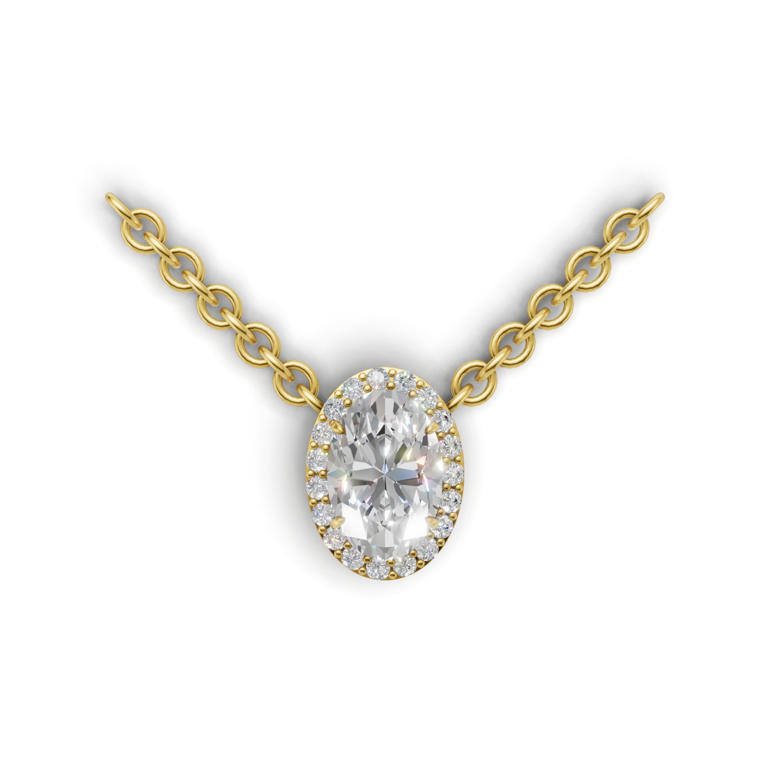Pendant Oval Halo 18k Yellow Gold 1ct