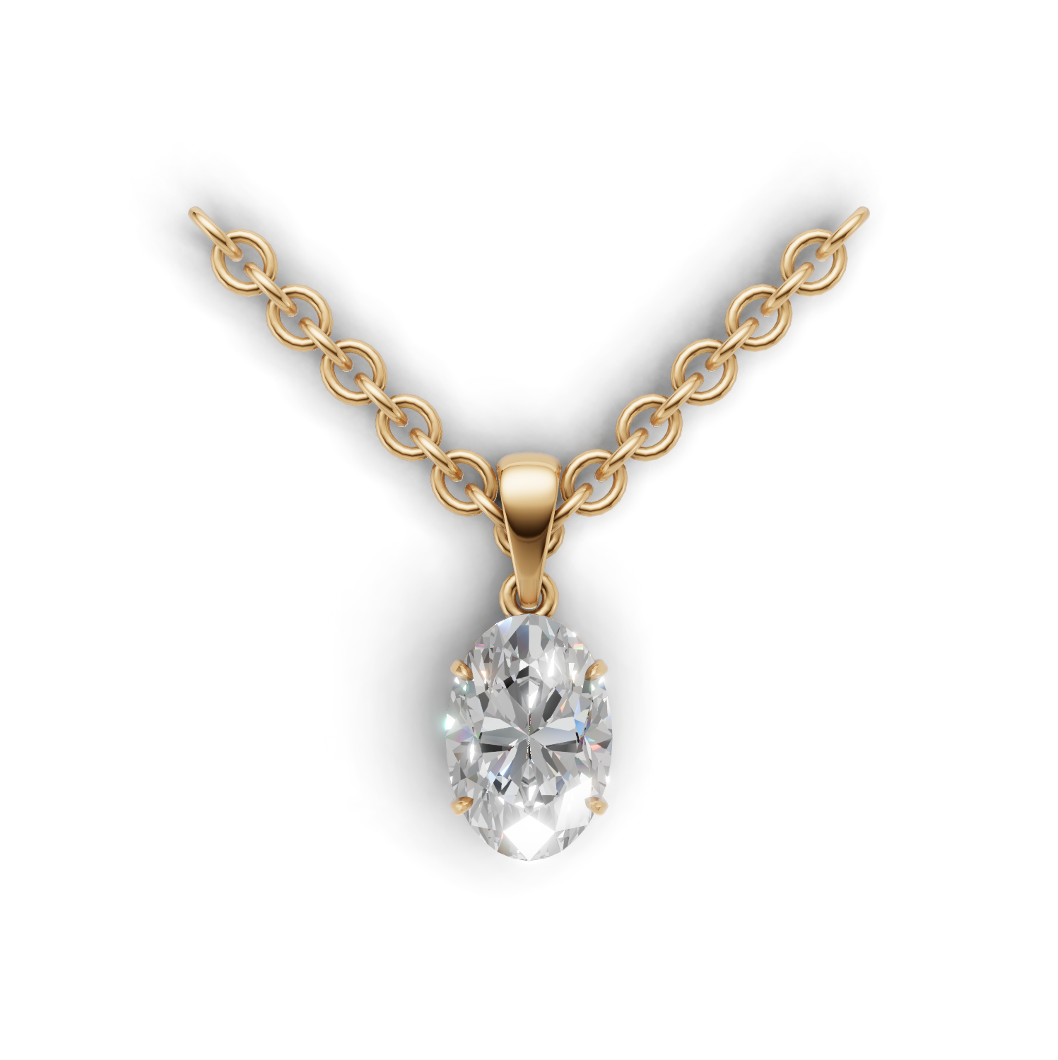 Pendant Oval Solitaire K14 Yellow Gold 1ct