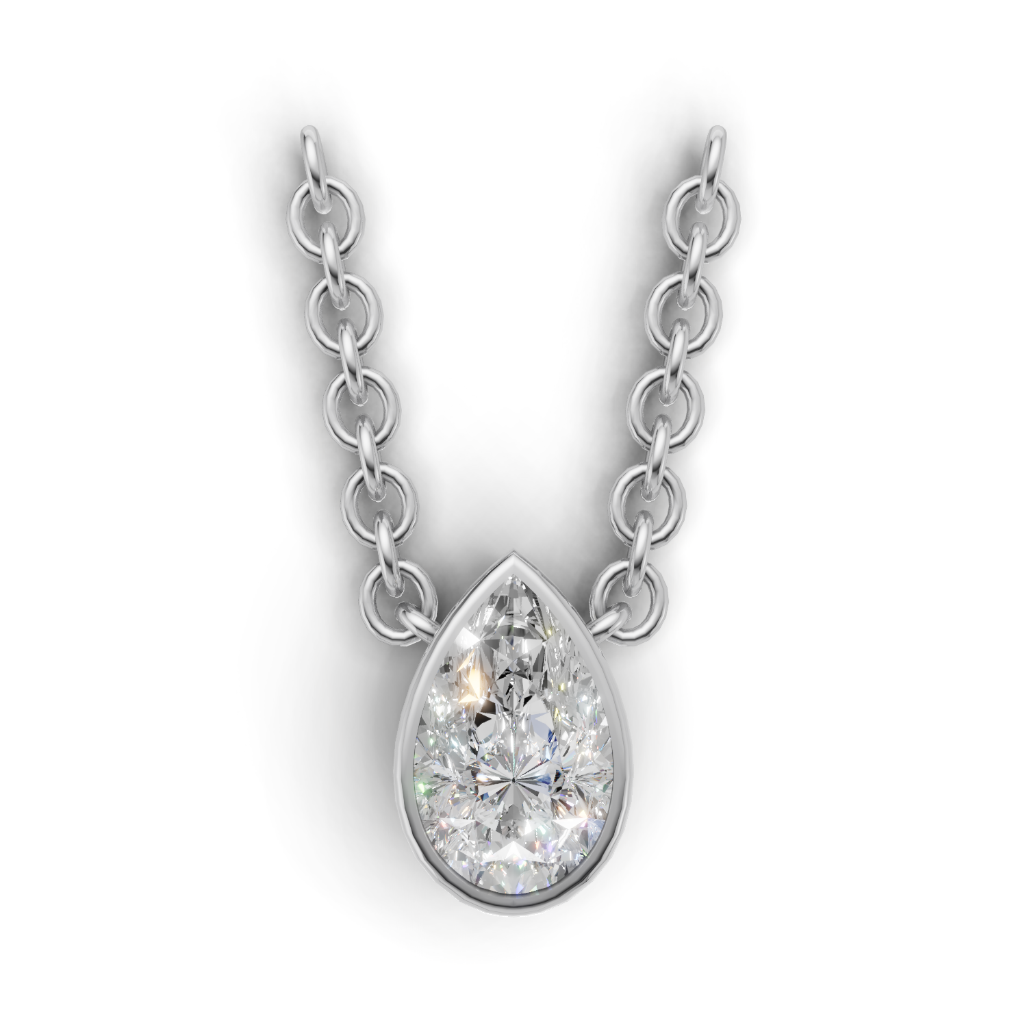Pendant Pear Bezel 18k White Gold 1ct