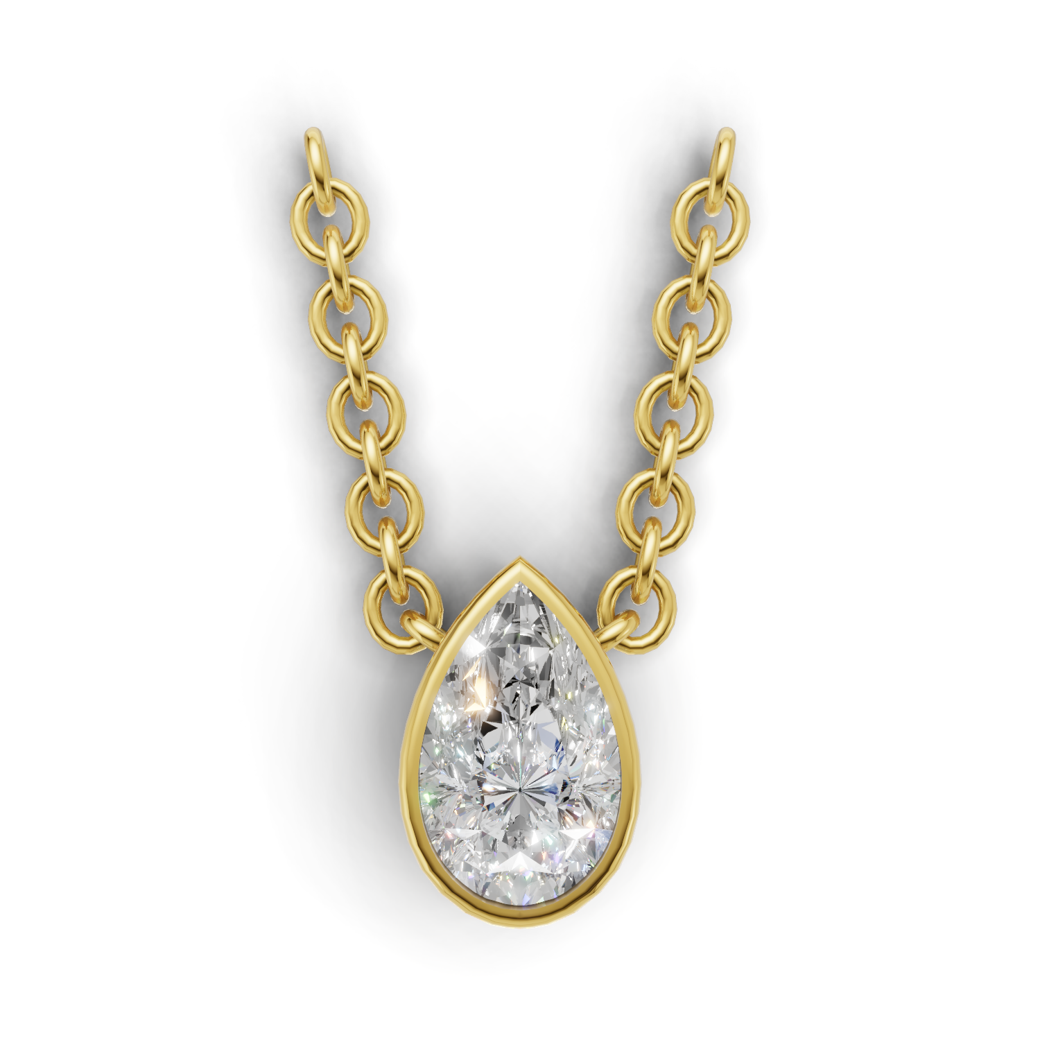 Pendant Pear Bezel 18k Yellow Gold 1ct