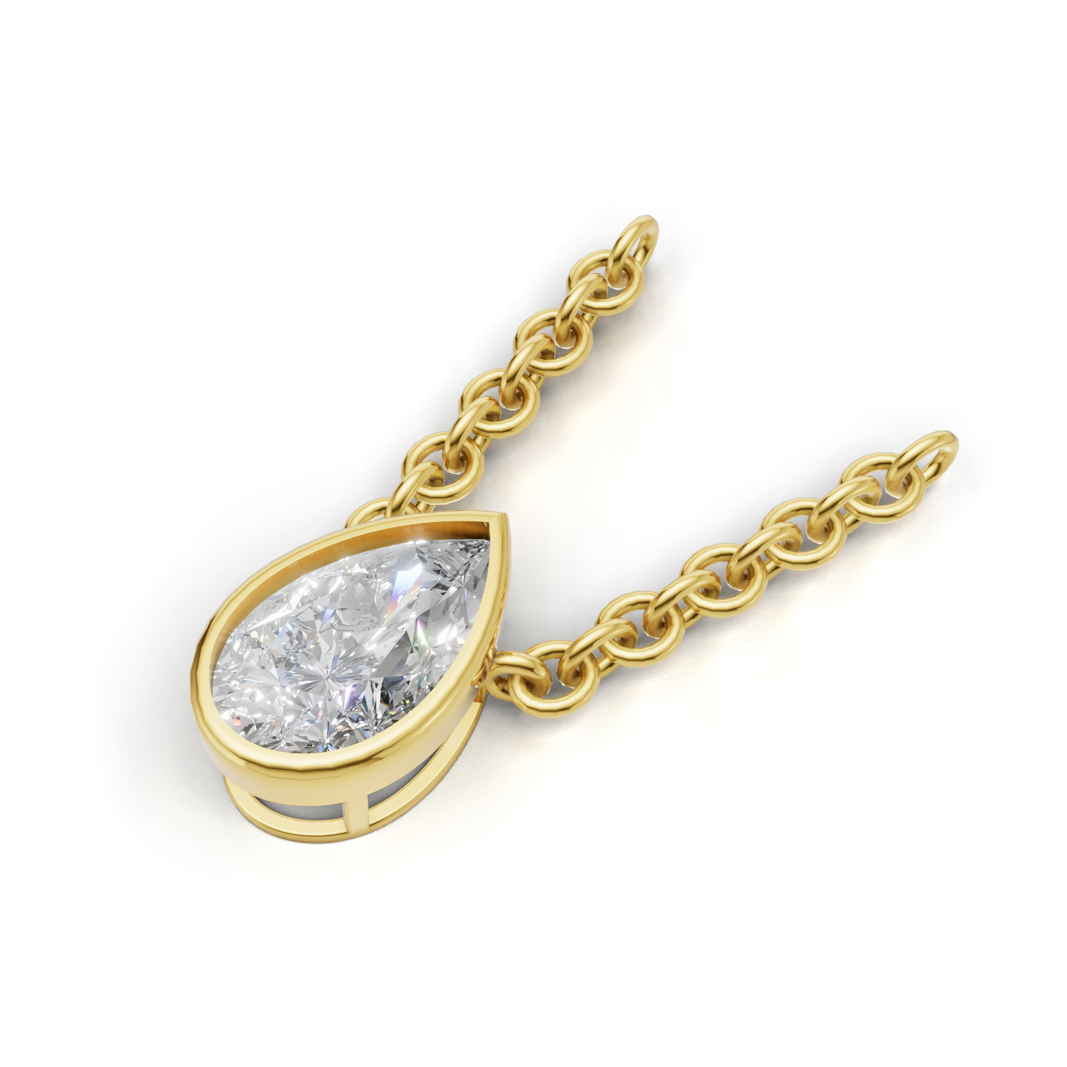 Pendant Pear Bezel 18k Yellow Gold 1ct