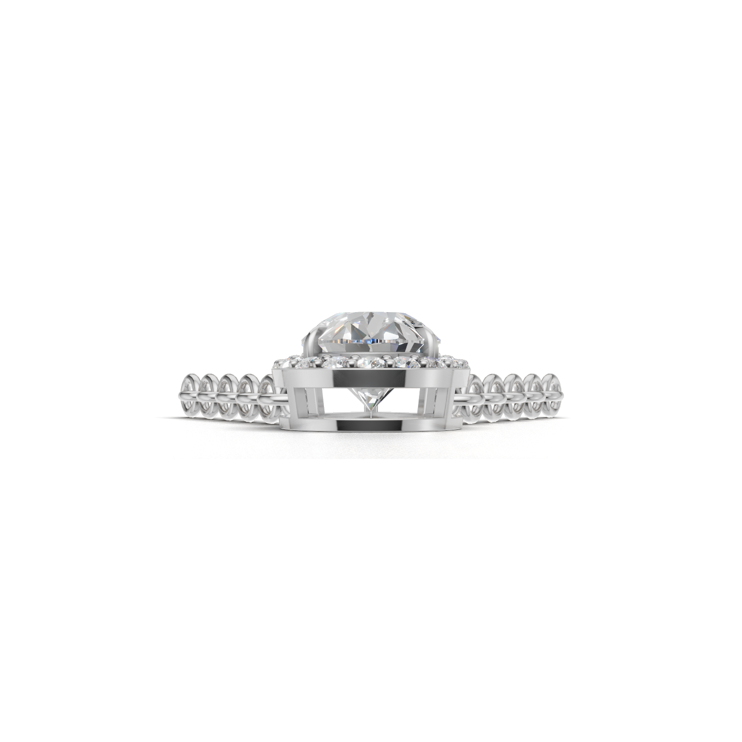 Pendant Pear Halo 18k White Gold 1ct