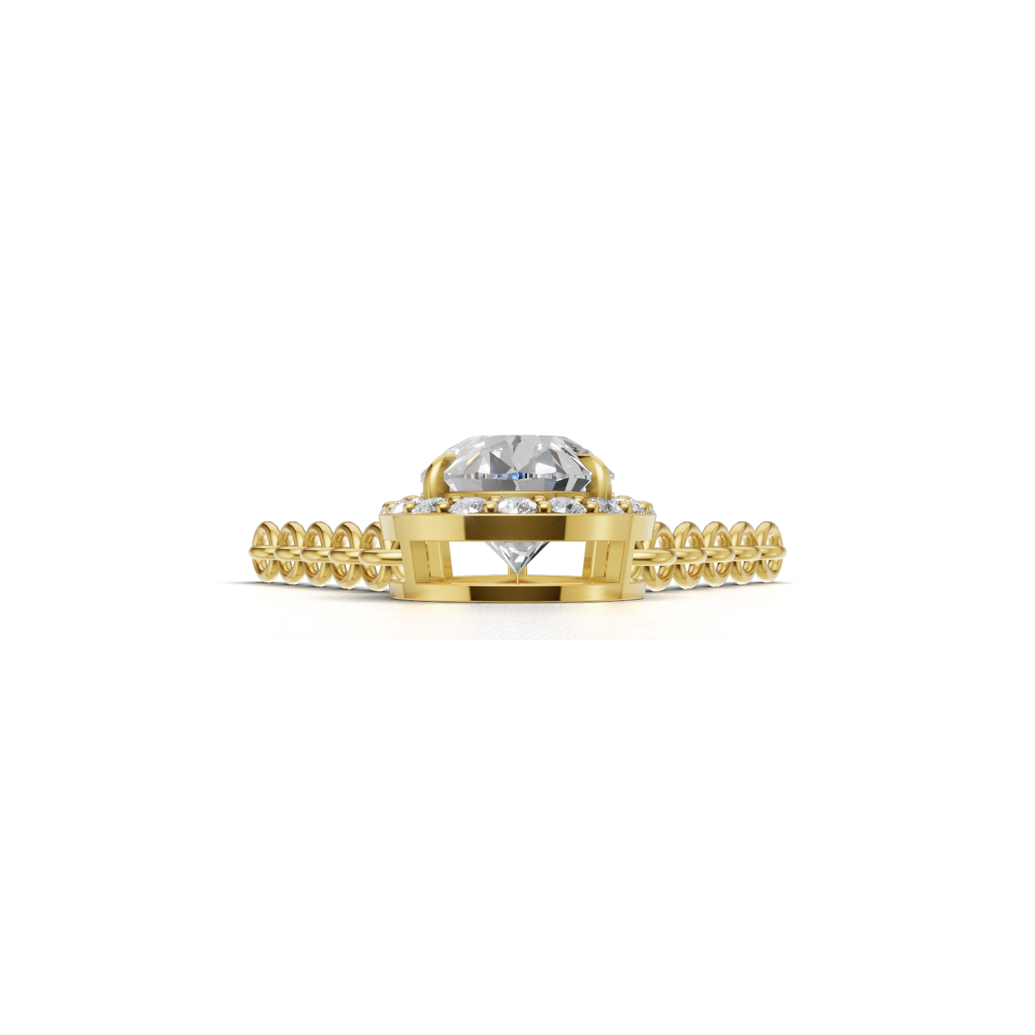 Pendant Pear Halo 18k Yellow Gold 1ct