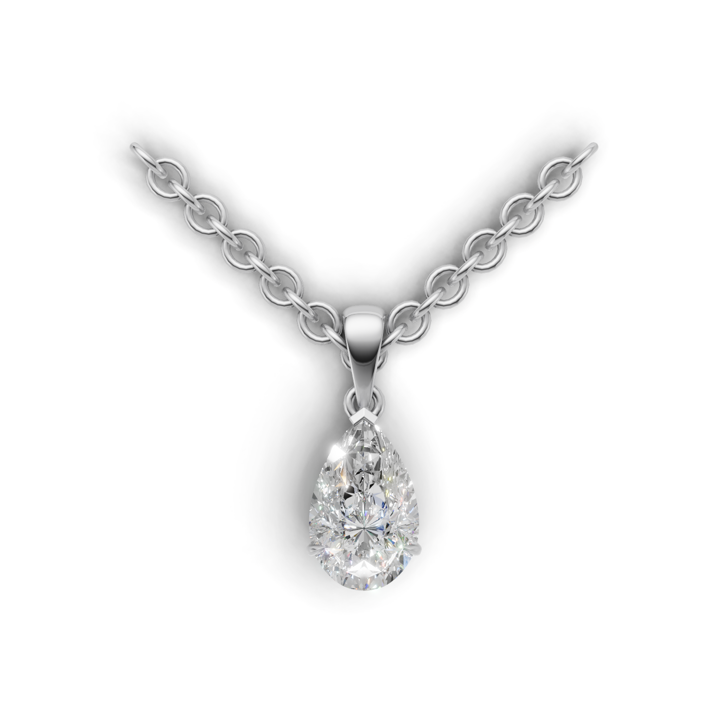 Pendant Pear Solitaire 18k White Gold 1ct