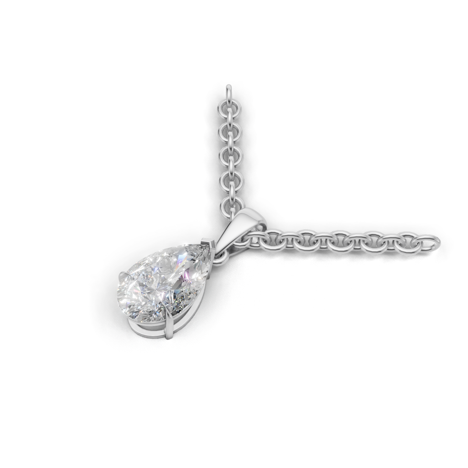 Pendant Pear Solitaire 18k White Gold 1ct