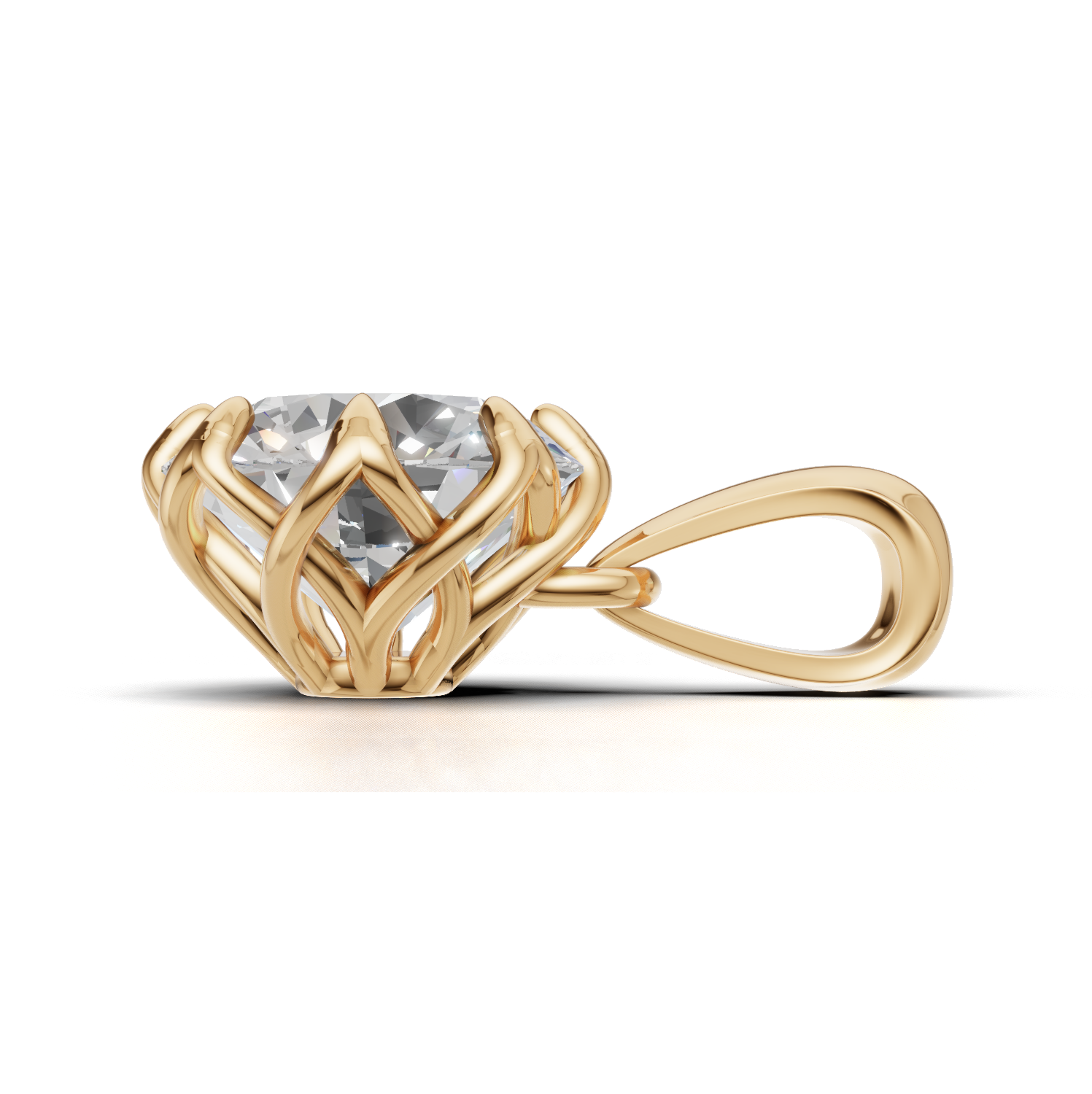 Portuguese Cut Pendant Solitaire K14 Yellow Gold 1ct