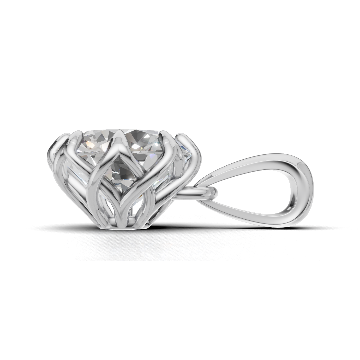 Portuguese Cut Pendant Solitaire 18k White Gold 1ct