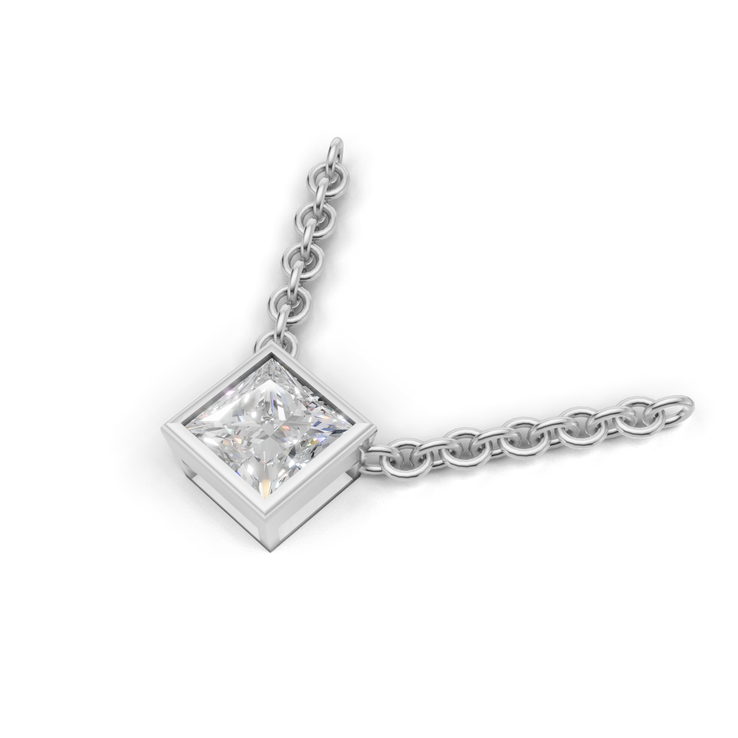 Pendant Princess Bezel 18k White Gold 1ct