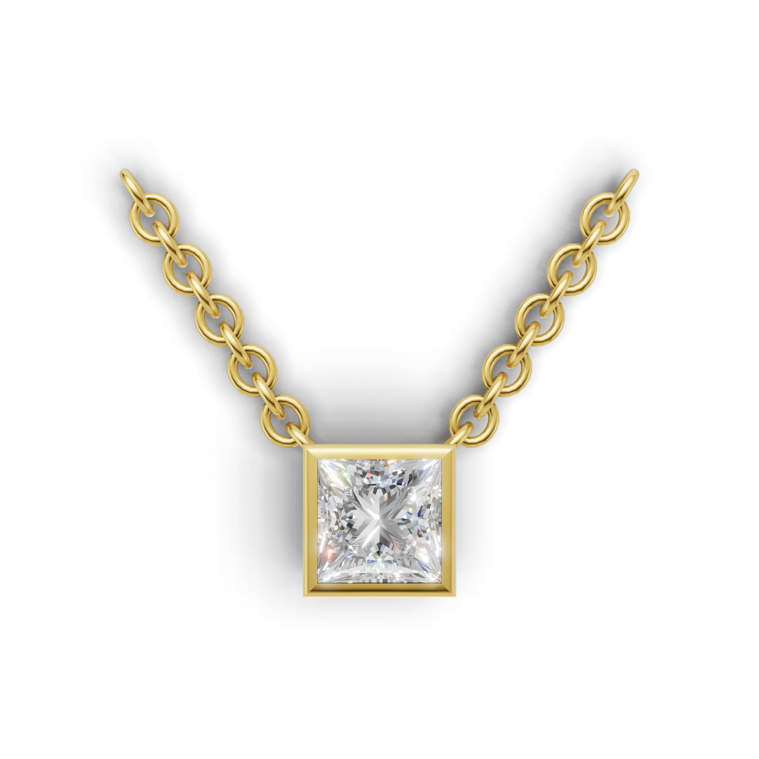 Pendant Princess Bezel 18k Yellow Gold 1ct
