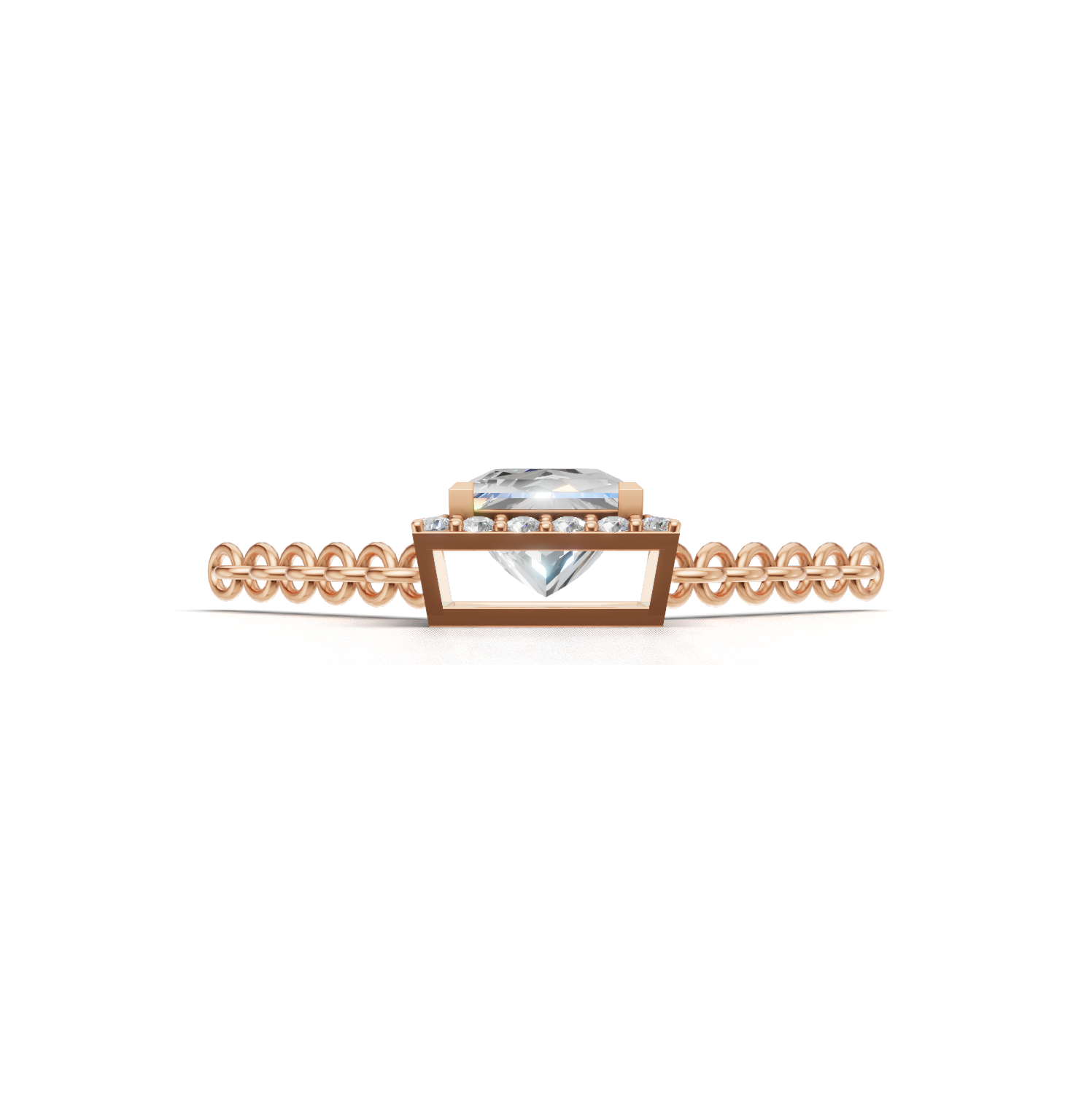 Pendant Princess Halo K18 Pink Gold 1ct