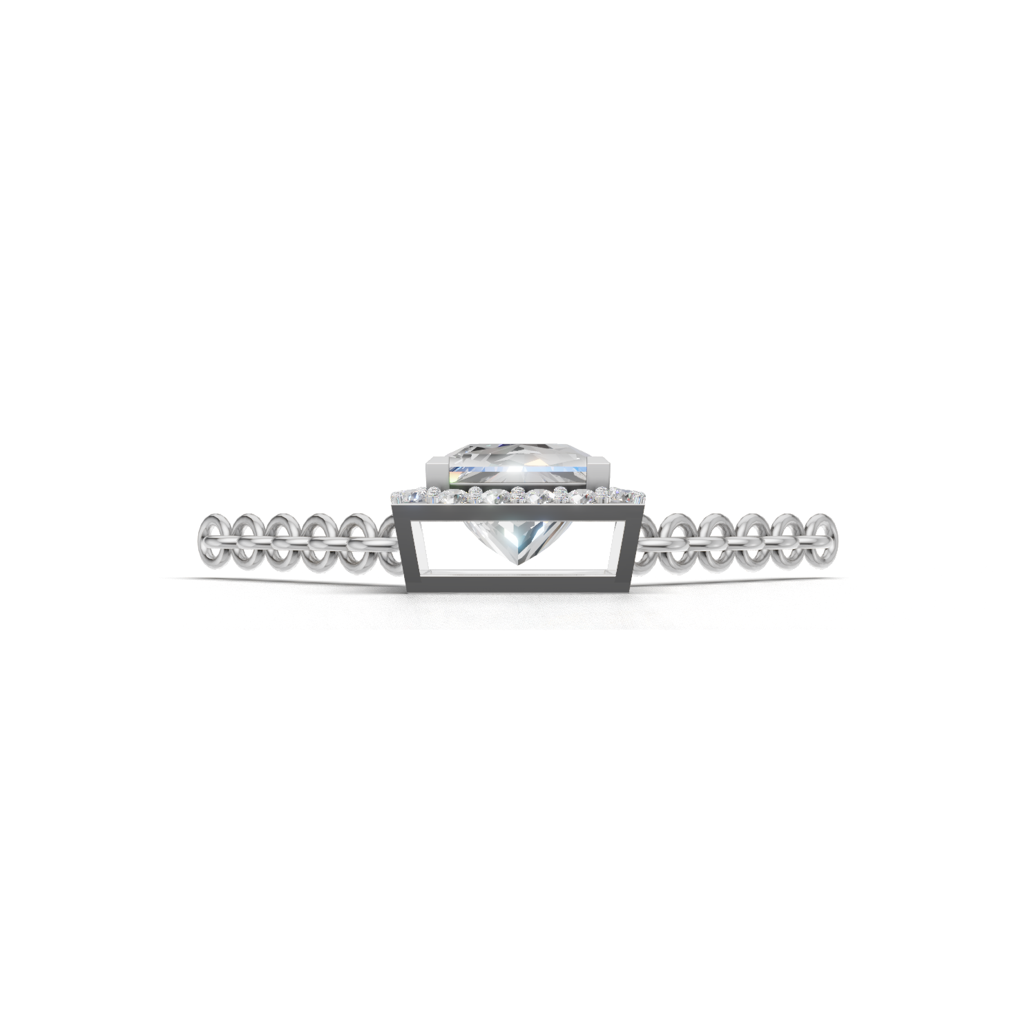 Pendant Princess Halo 18k White Gold 1ct