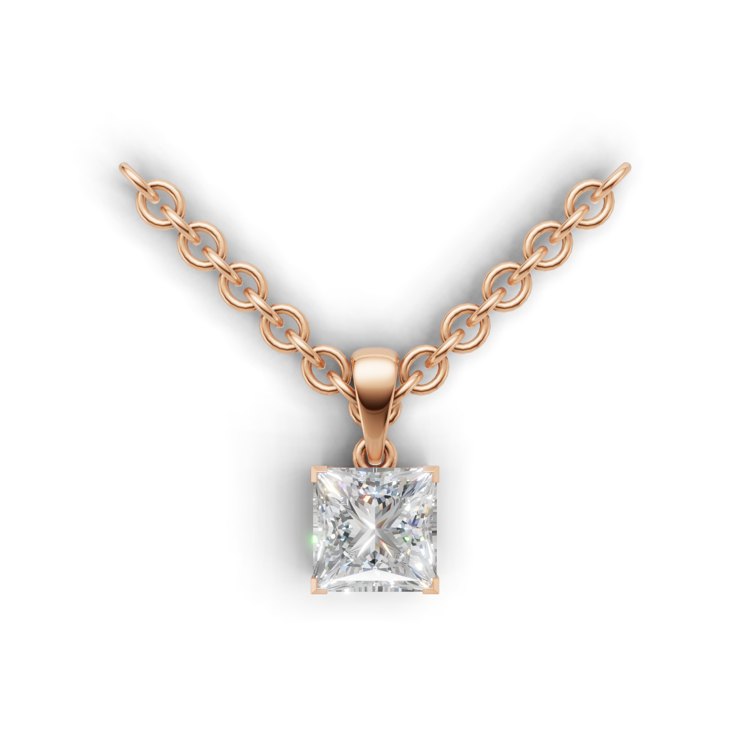Pendant Princess Solitaire K18 Pink Gold 1ct