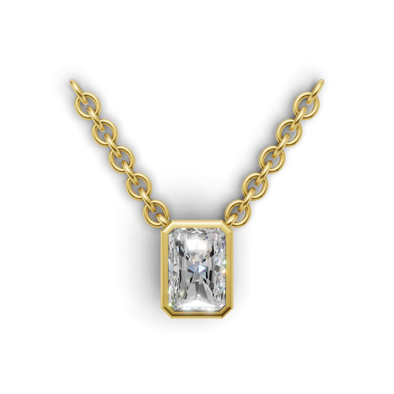 Pendant Radiant Bezel 18k Yellow Gold 1ct
