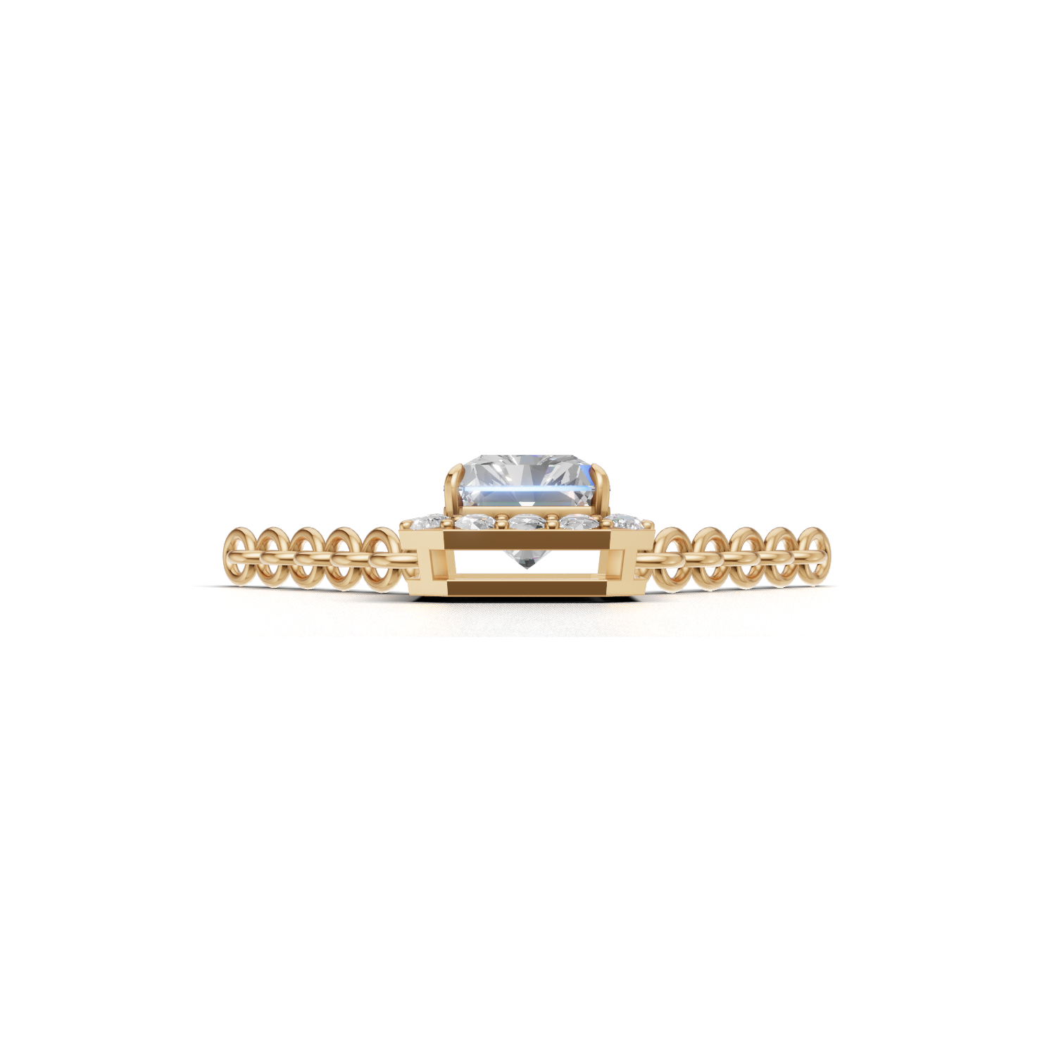 Pendant Radiant Halo K14 Yellow Gold 1ct