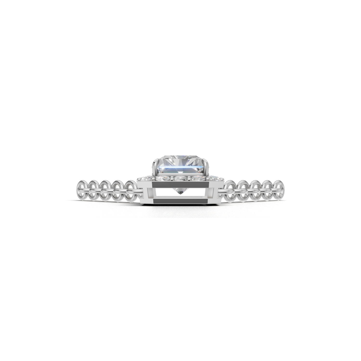 Pendant Radiant Halo 18k White Gold 1ct