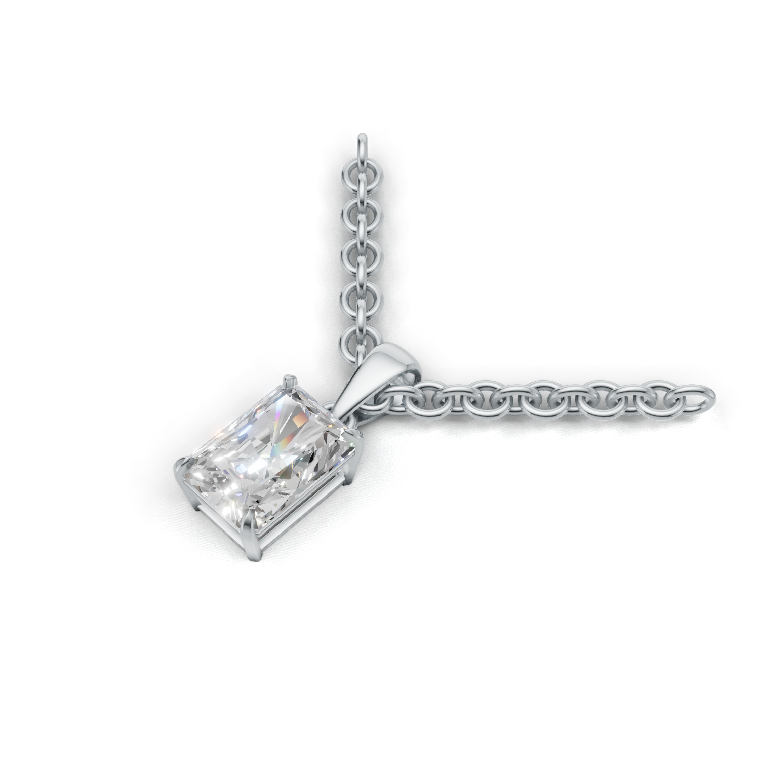 Pendant Radiant Solitaire K14 White Gold 1ct