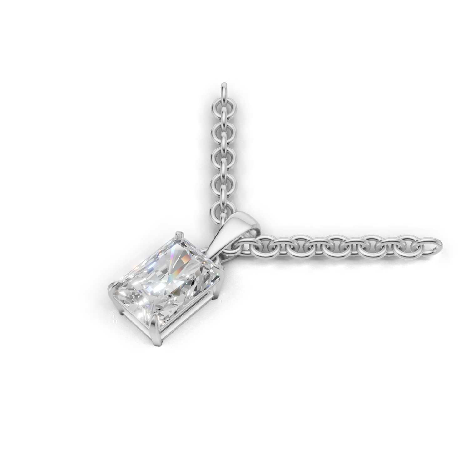 Pendant Radiant Solitaire 18k White Gold 1ct