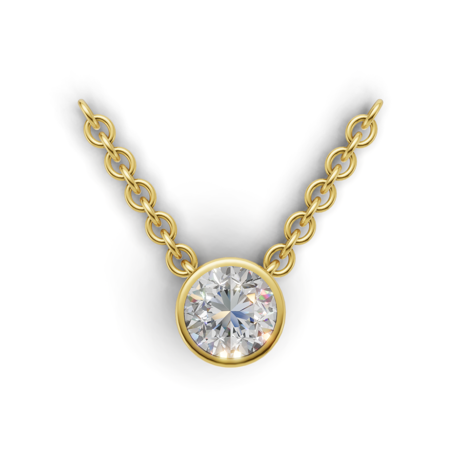 Pendant Round Bezel 18k Yellow Gold 1ct