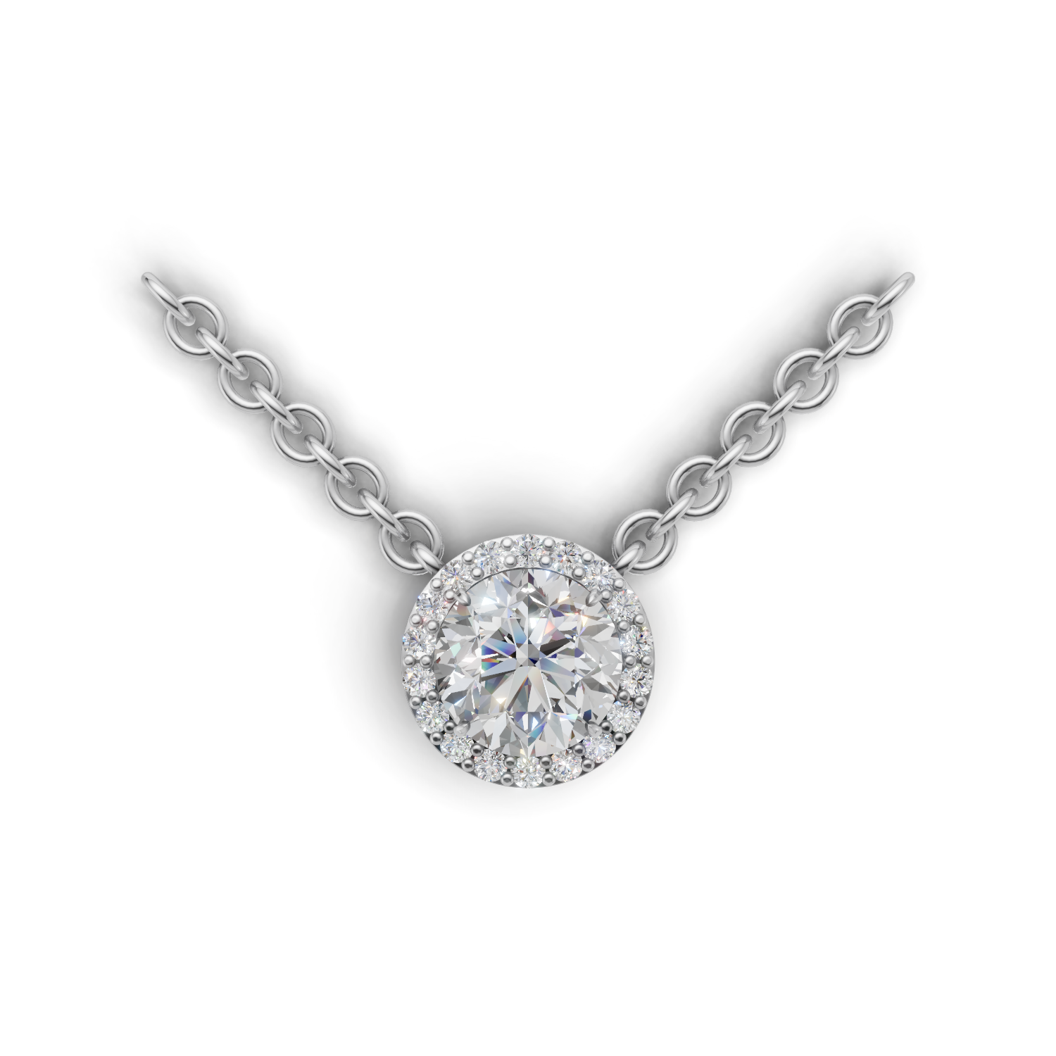 Pendant Round Halo 18k White Gold 1ct