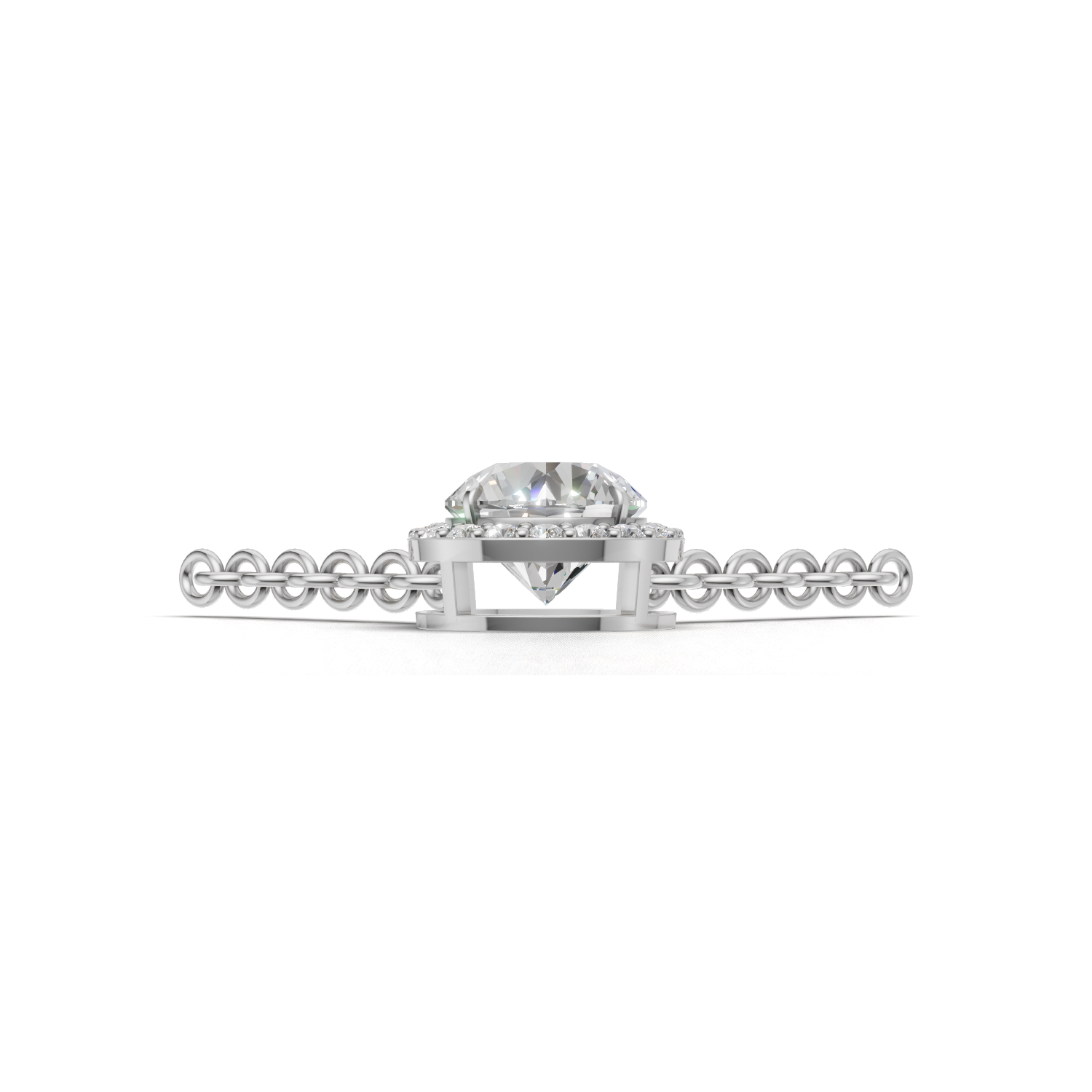 Pendant Round Halo 18k White Gold 1ct