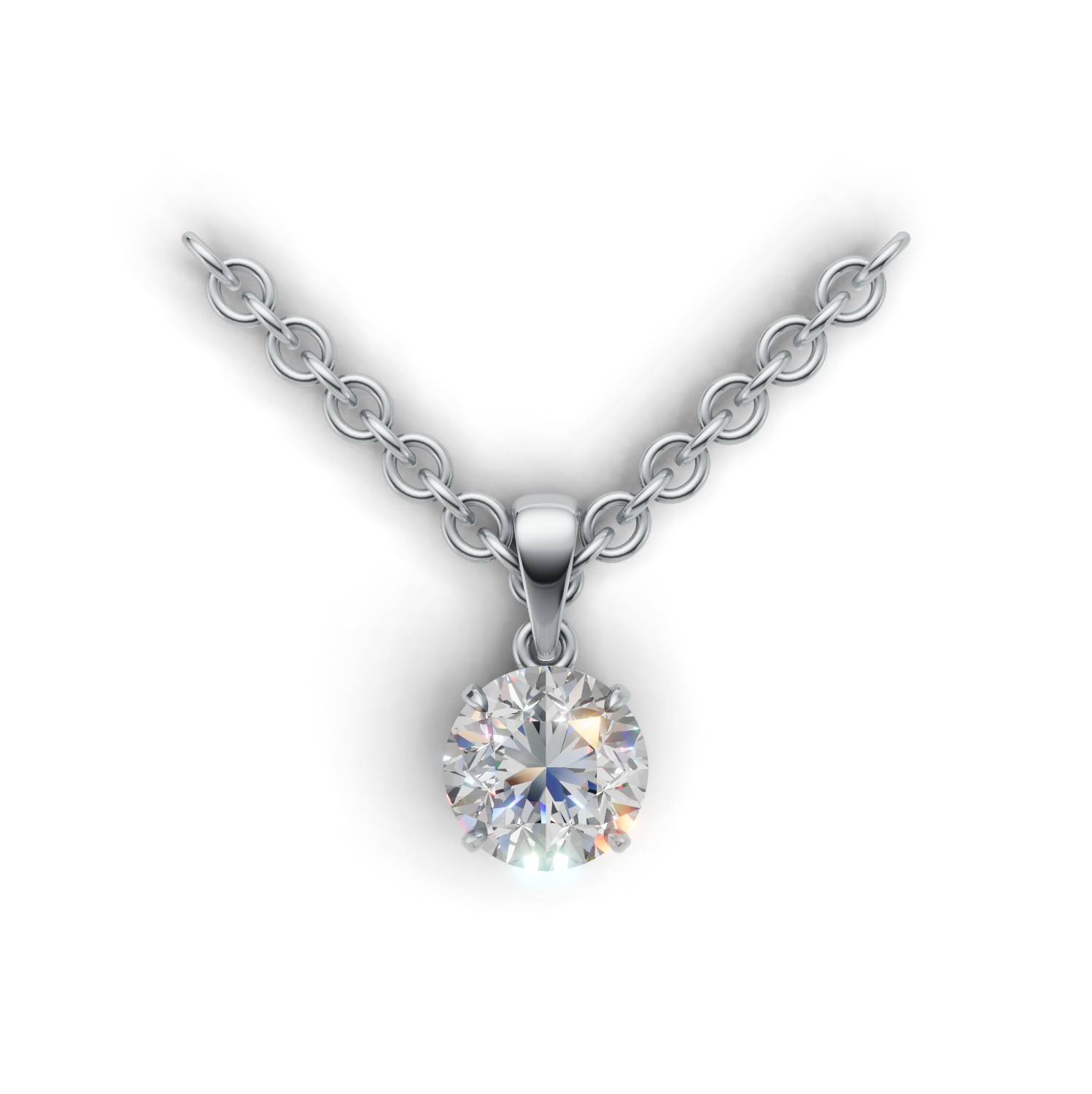 Pendant Round Solitaire K14 White Gold 1ct