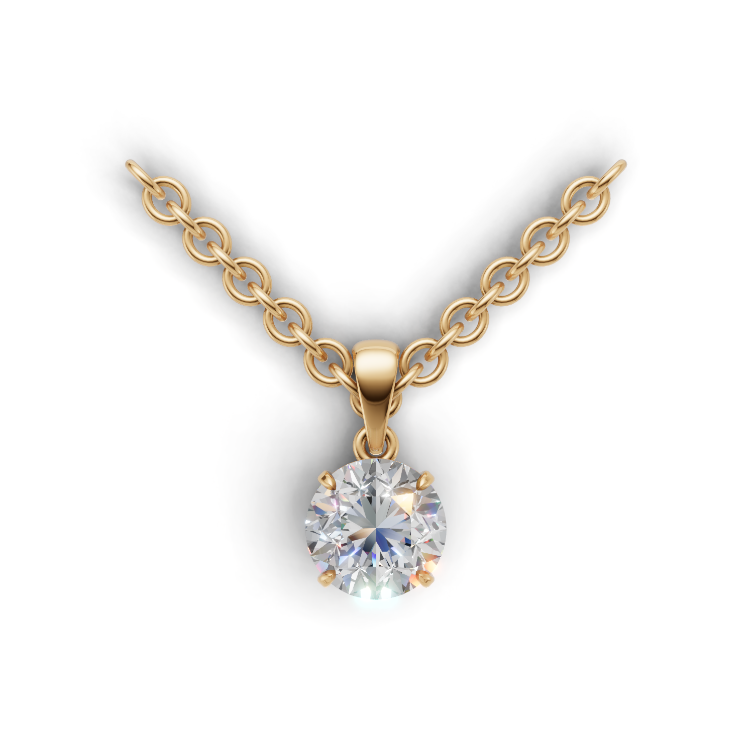 Pendant Round Solitaire K14 Yellow Gold 1ct