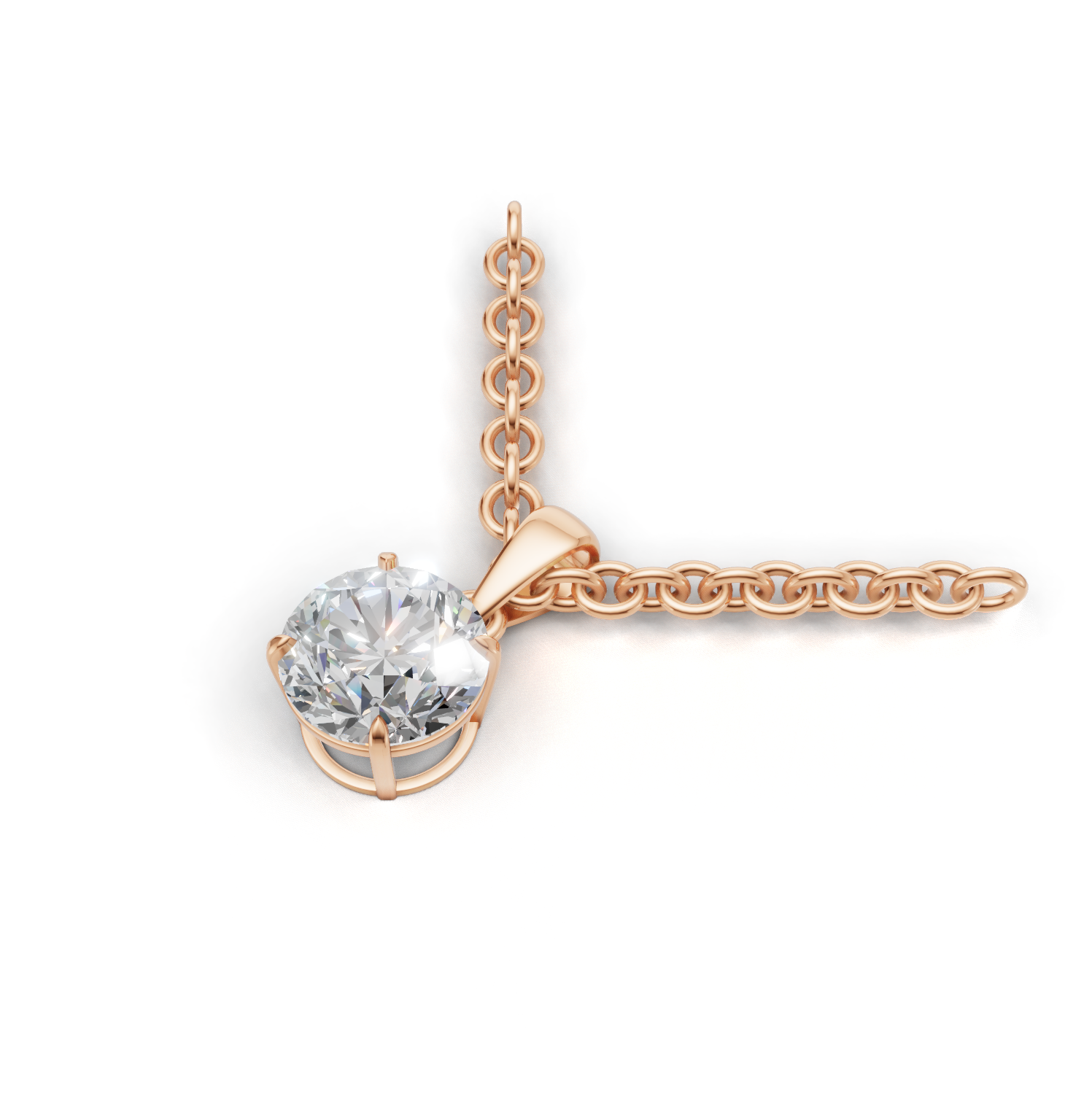 Pendant Round Solitaire K18 Pink Gold 1ct