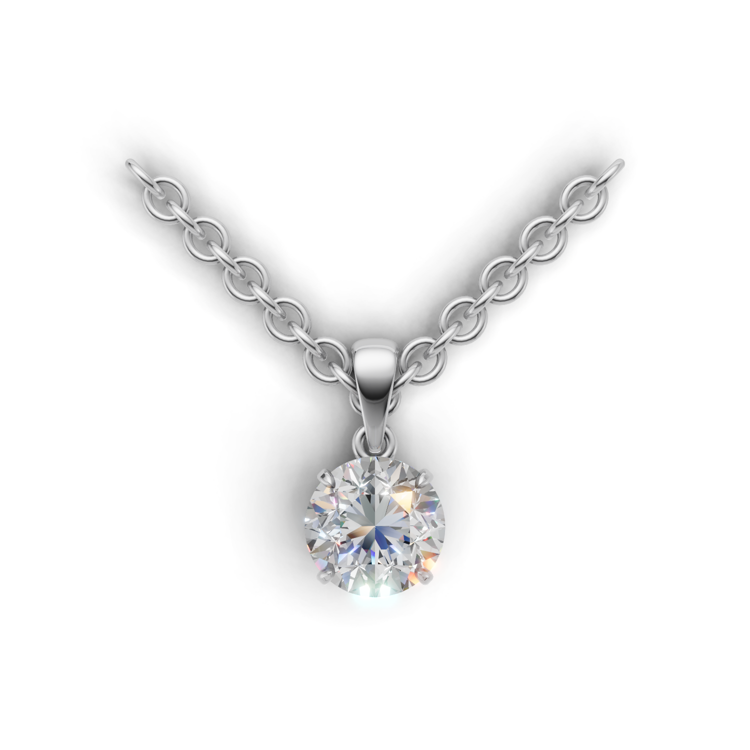 Pendant Round Solitaire 18k White Gold 1ct
