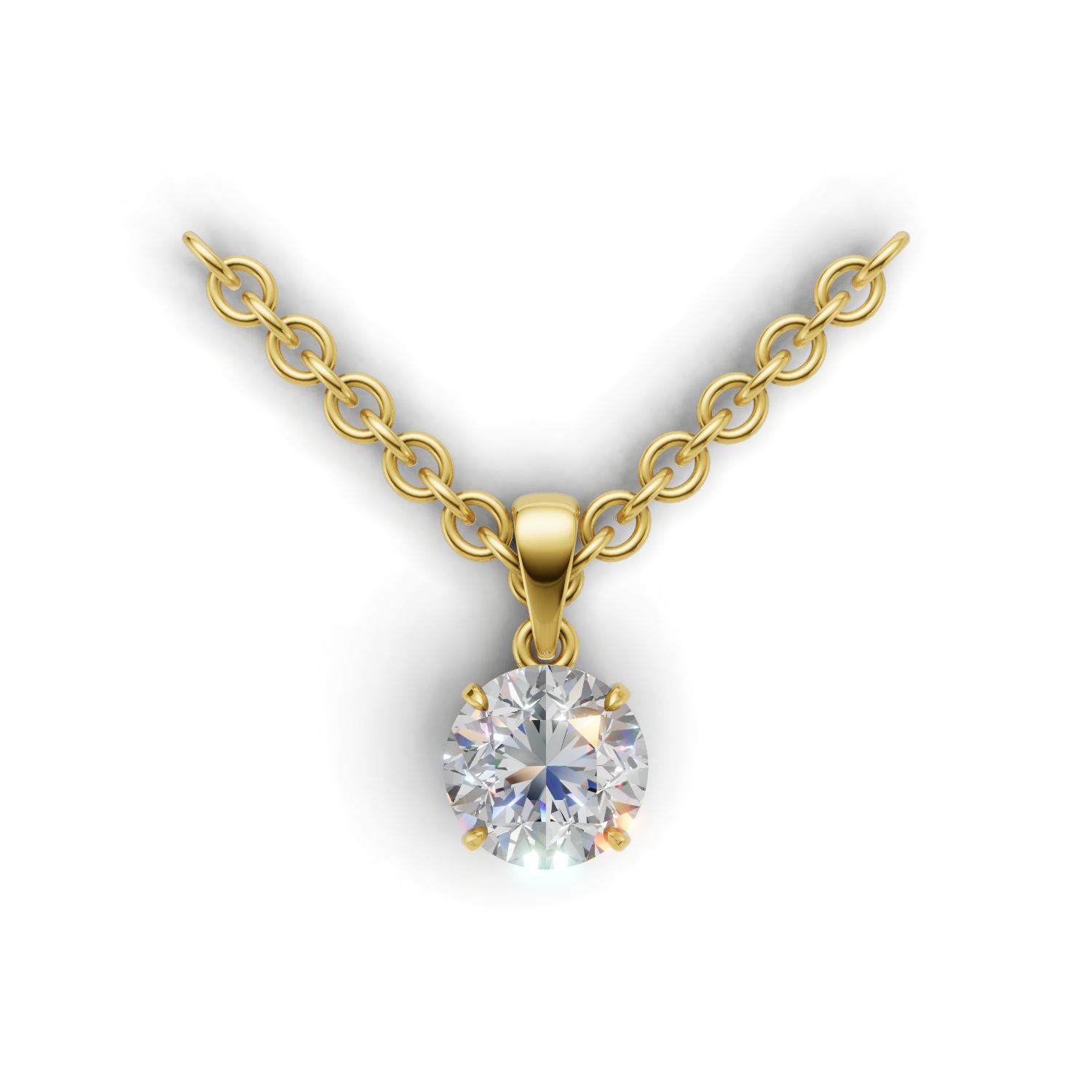 Pendant Round Solitaire 18k Yellow Gold 1ct