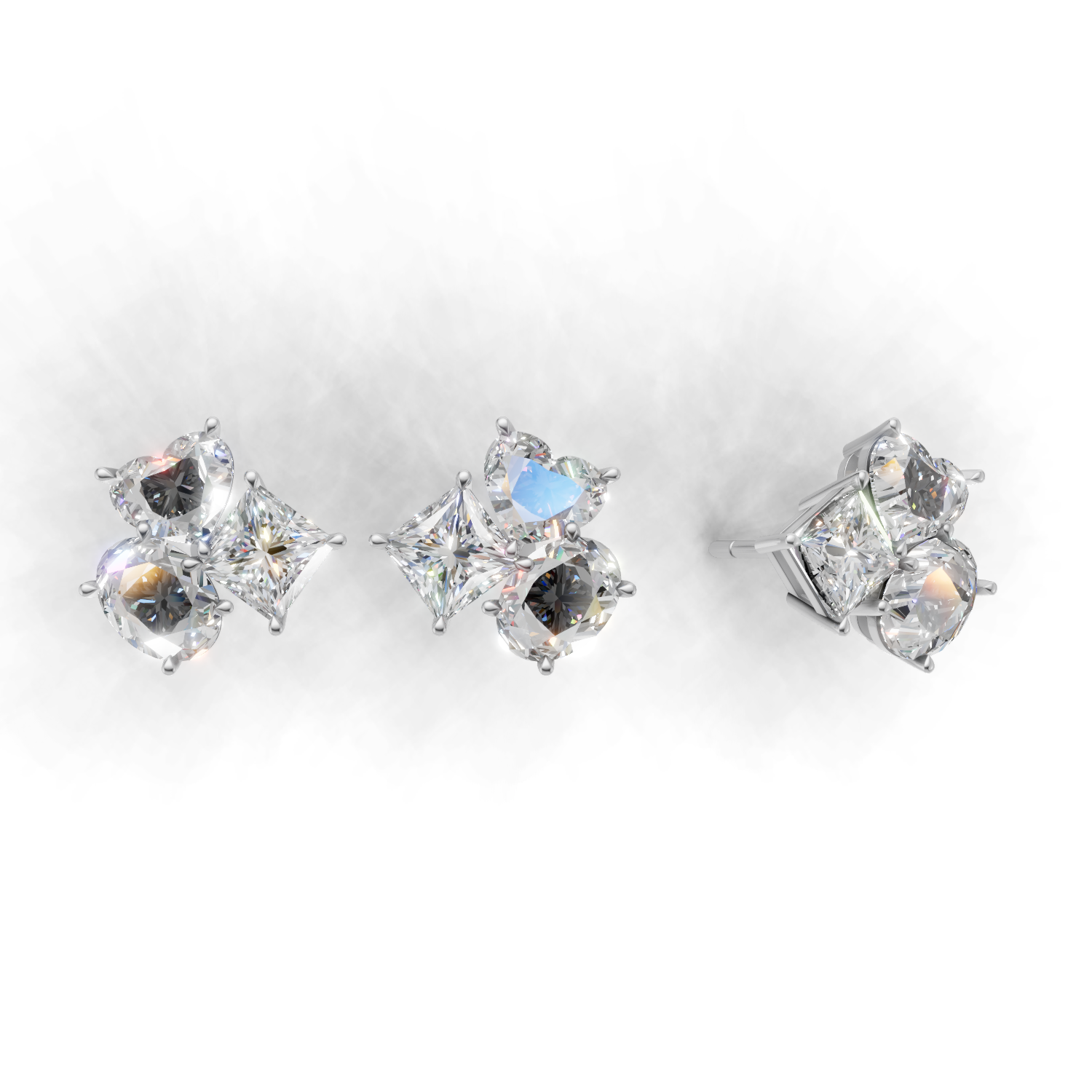 Cluster Pierce Normal 18k White Gold 3ct